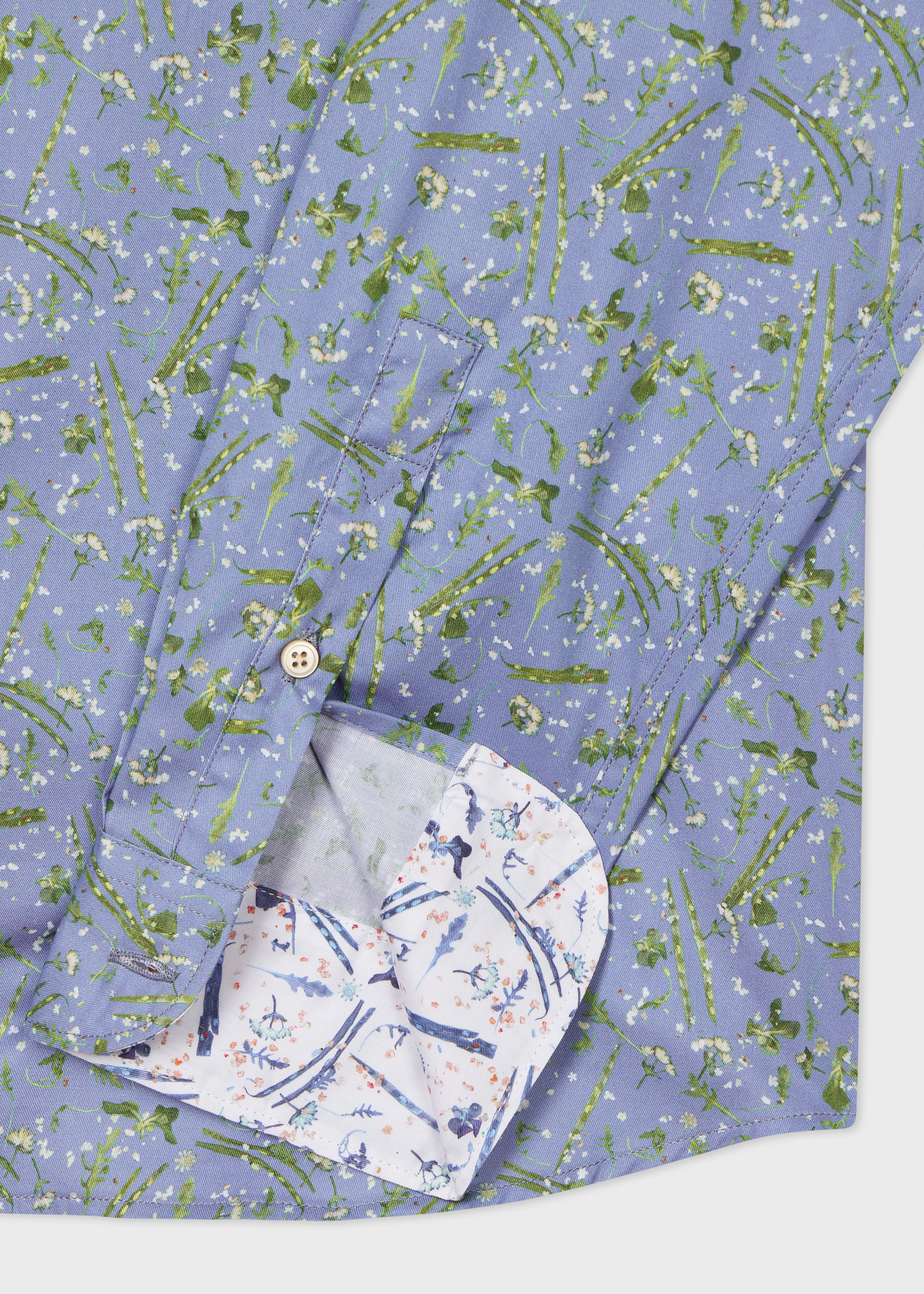 Tailored-Fit Blue 'Runner Bean' Print Shirt