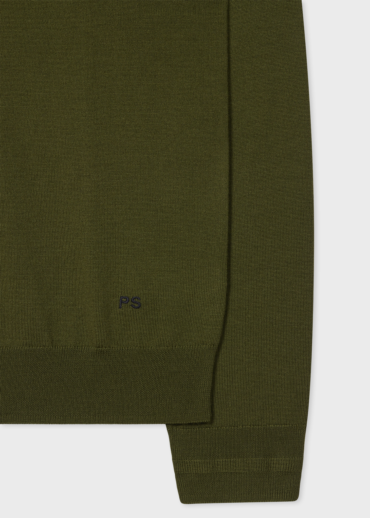 Green Merino Wool Polo Sweater