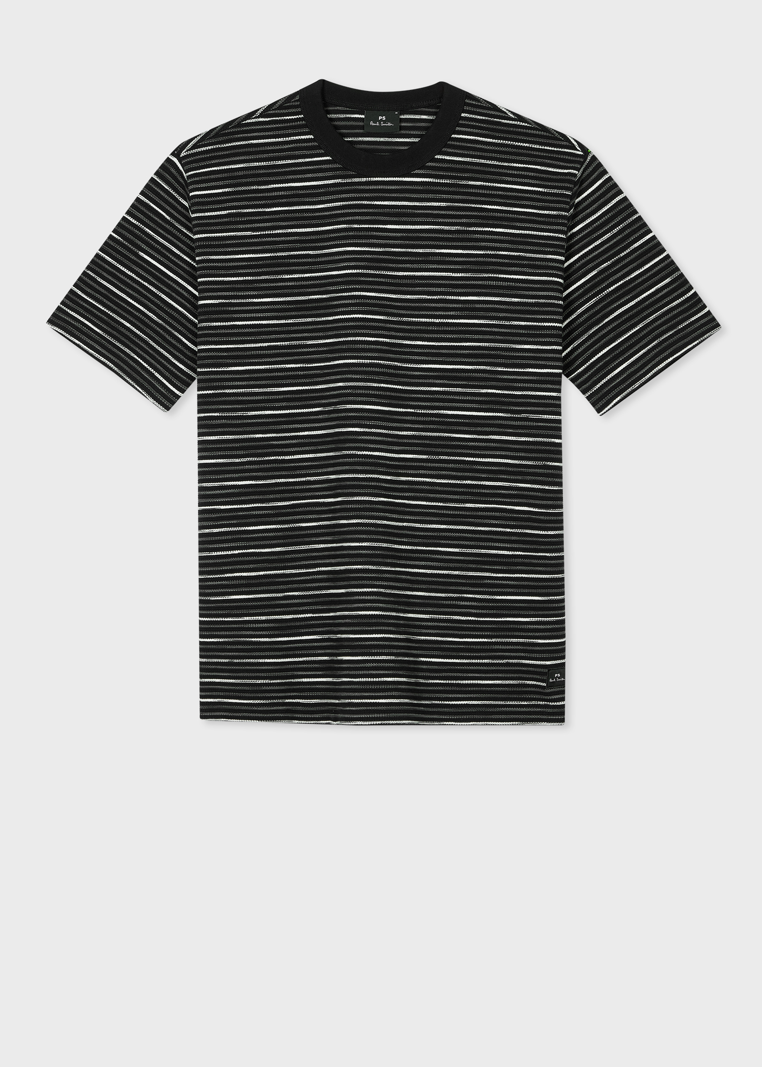 Black Cotton Multistripe T-Shirt