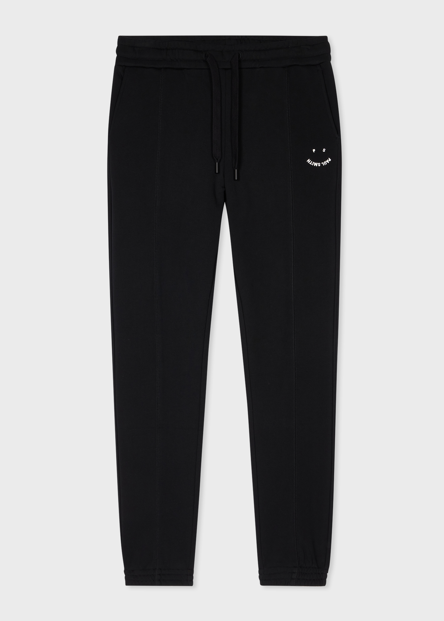 Black 'Happy' Embroidery Sweatpants