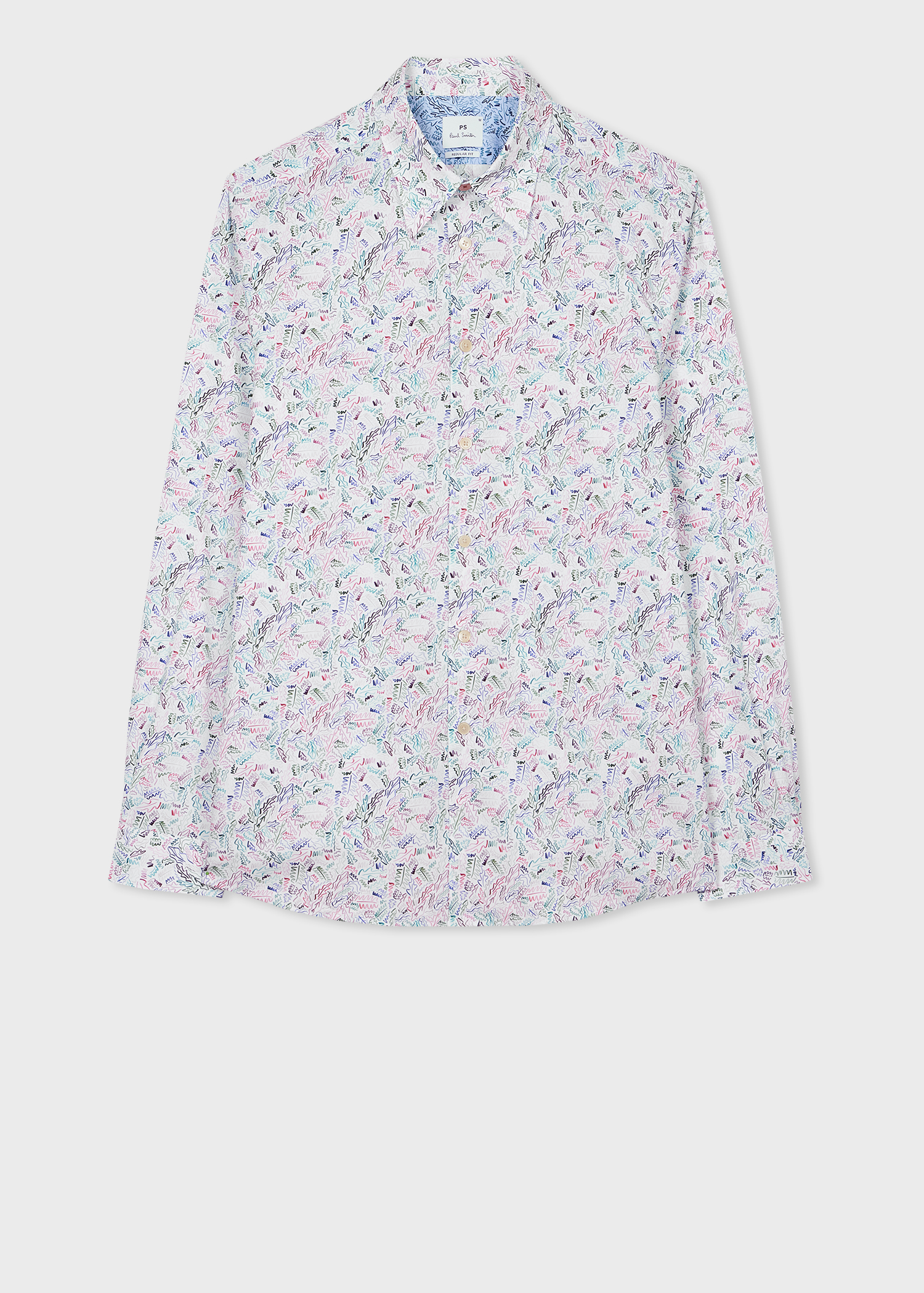 White 'Chicory' Print Tailored-Fit Shirt