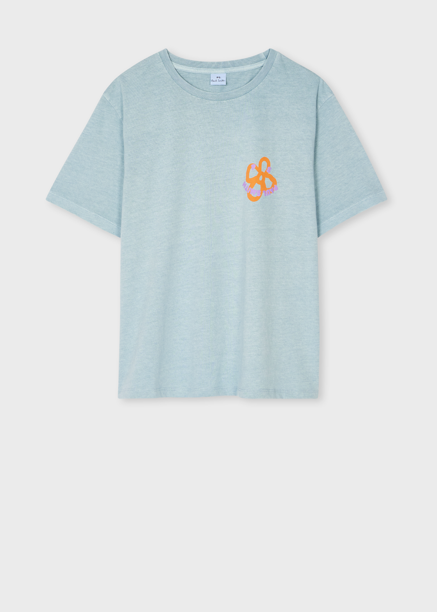 Women's Light Turquoise Acid Wash 'Happy' Flower T-Shirt