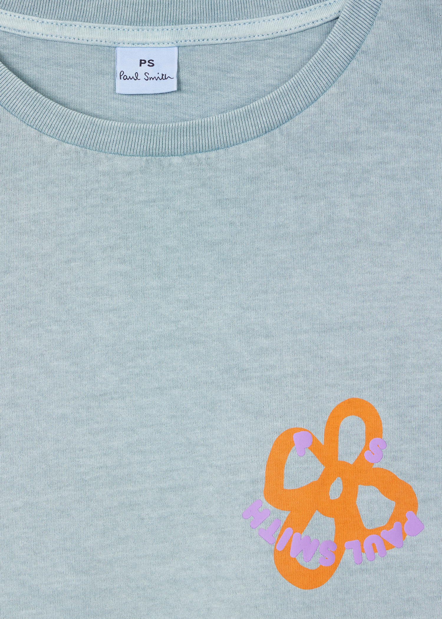 Women's Light Turquoise Acid Wash 'Happy' Flower T-Shirt