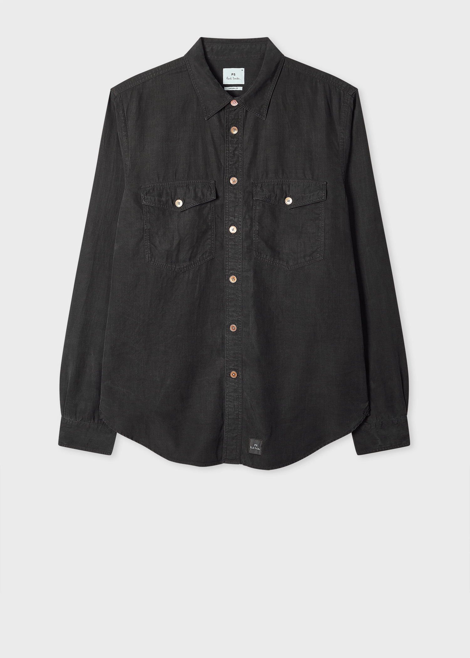 トップス Paul Smith dress shirt black y2k Men's Black Lyocell-Cotton Patch-Pocket Shirt