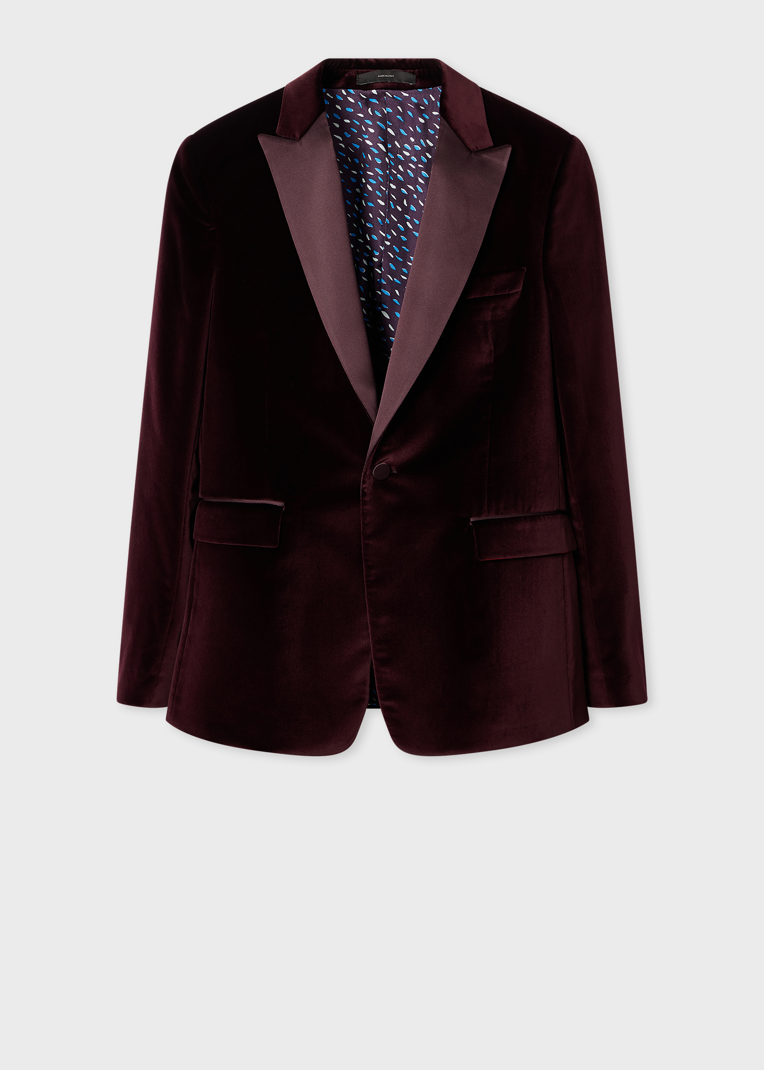 トップス PaulSmith velours look lo-sleeve Men's Tailored-Fit Blue Velvet Evening Blazer