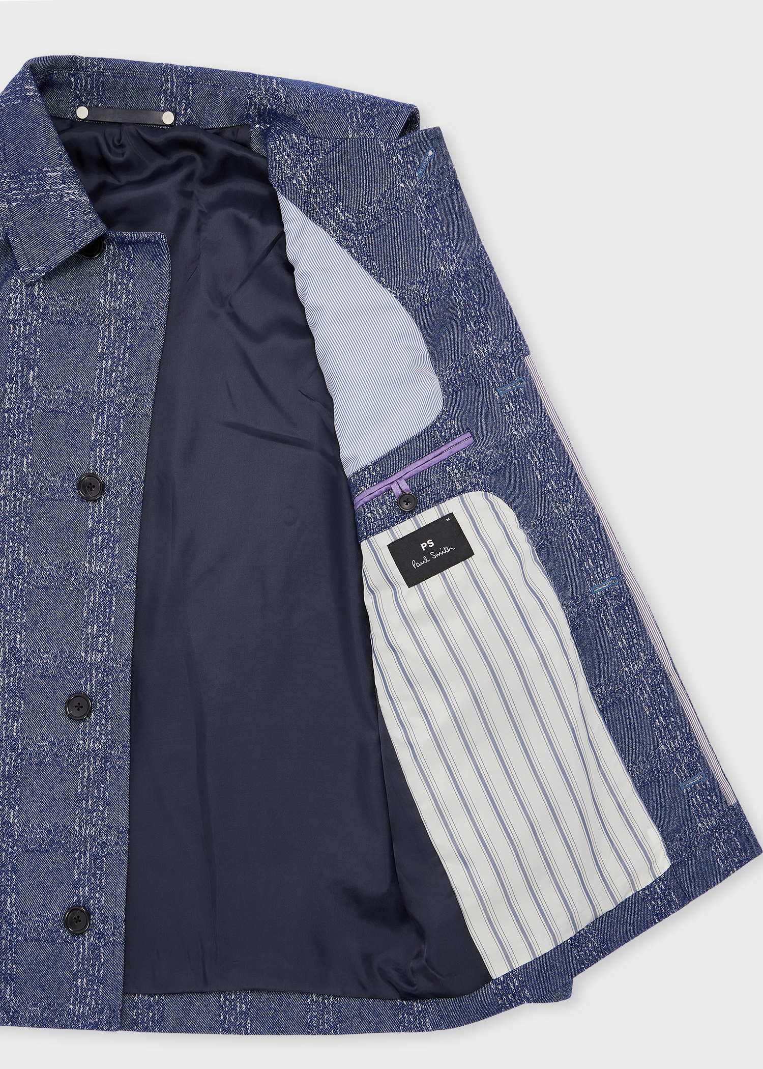 Blue Marl Jacquard Cropped Jacket