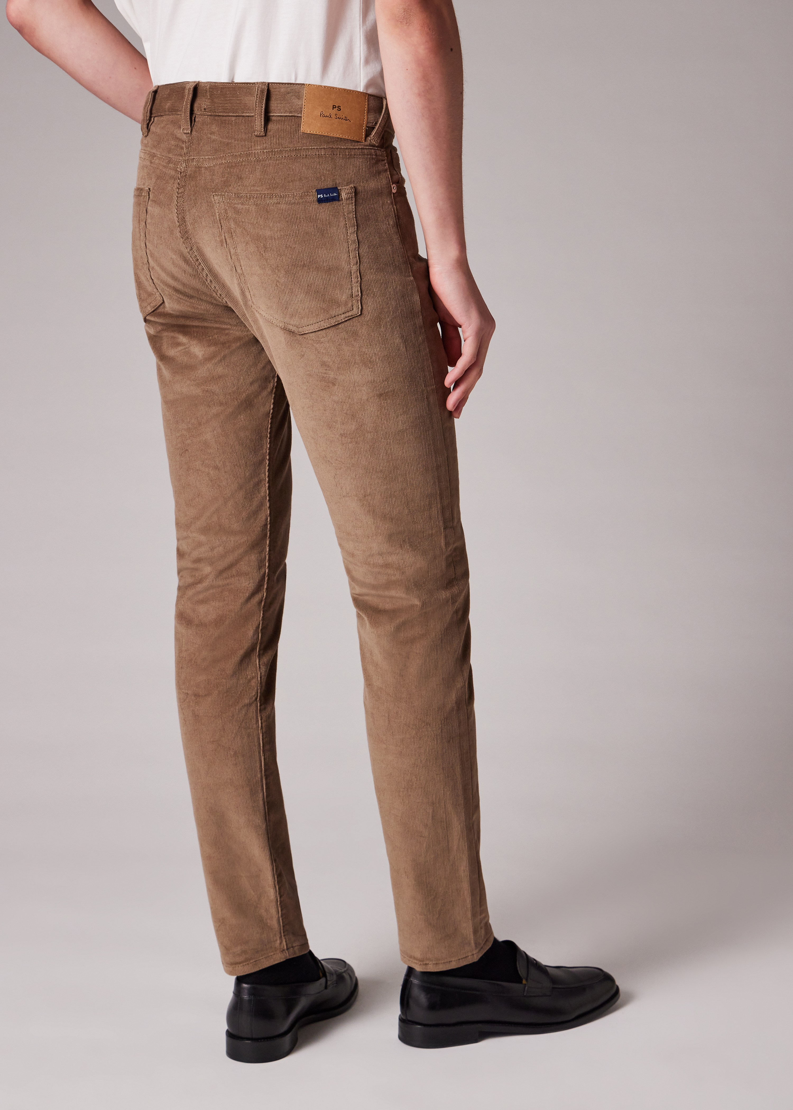 【美品】 Paul Smith Harris Tweed trousers Men's Tapered-Fit Black Corduroy Trousers