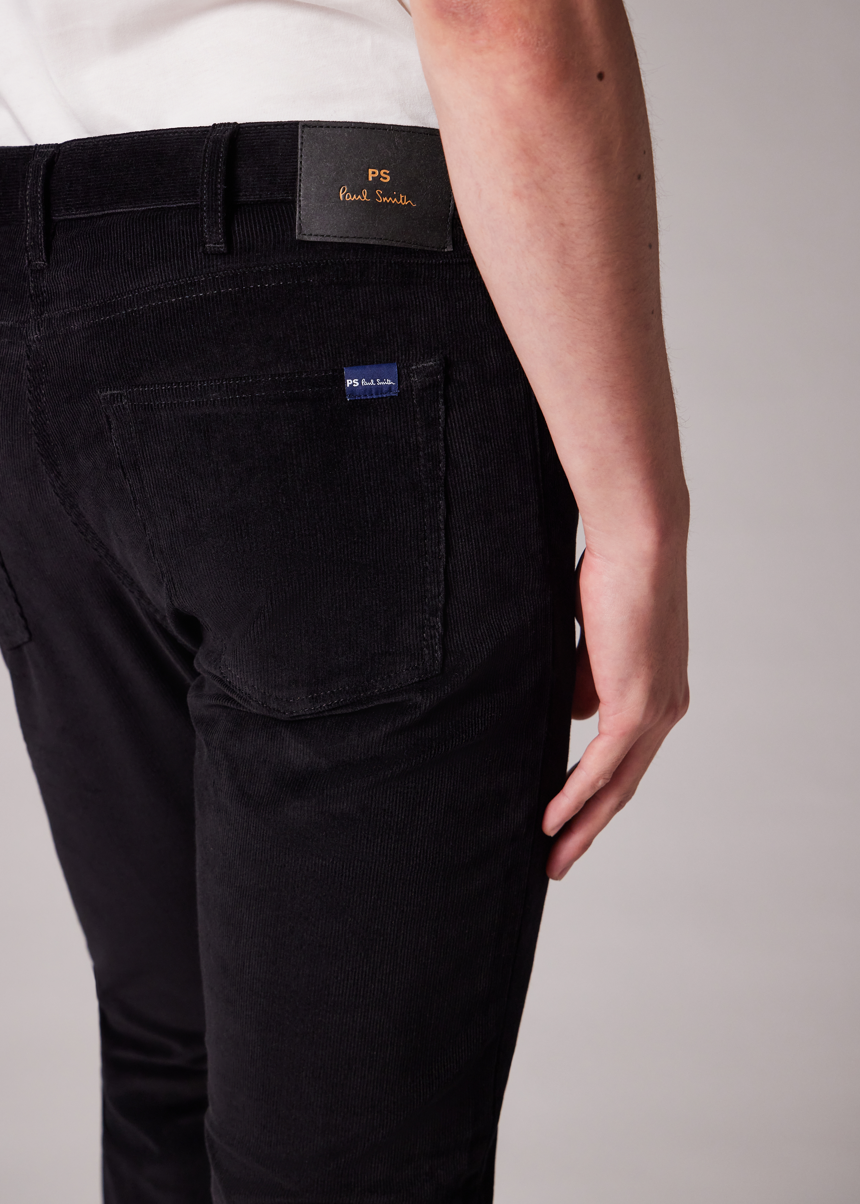 Tapered-Fit Black Corduroy Trousers