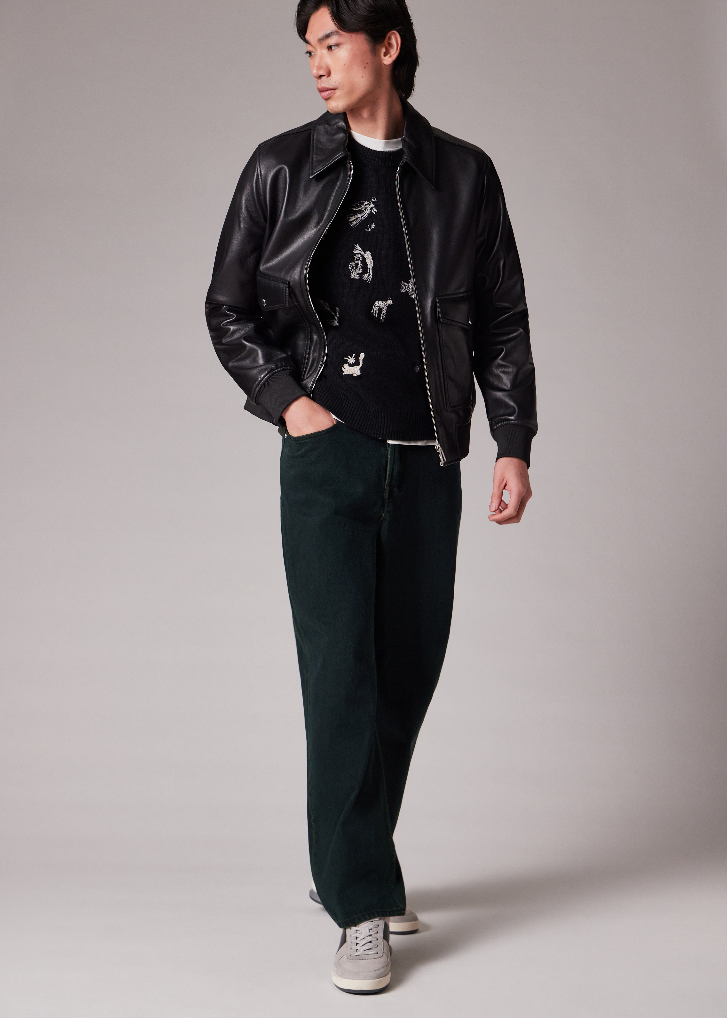 ジャケット・アウター Paul Smith Lamb Leather Down Jacket PS Paul Smith Leather bomber jacket | SchaferandweinerShops
