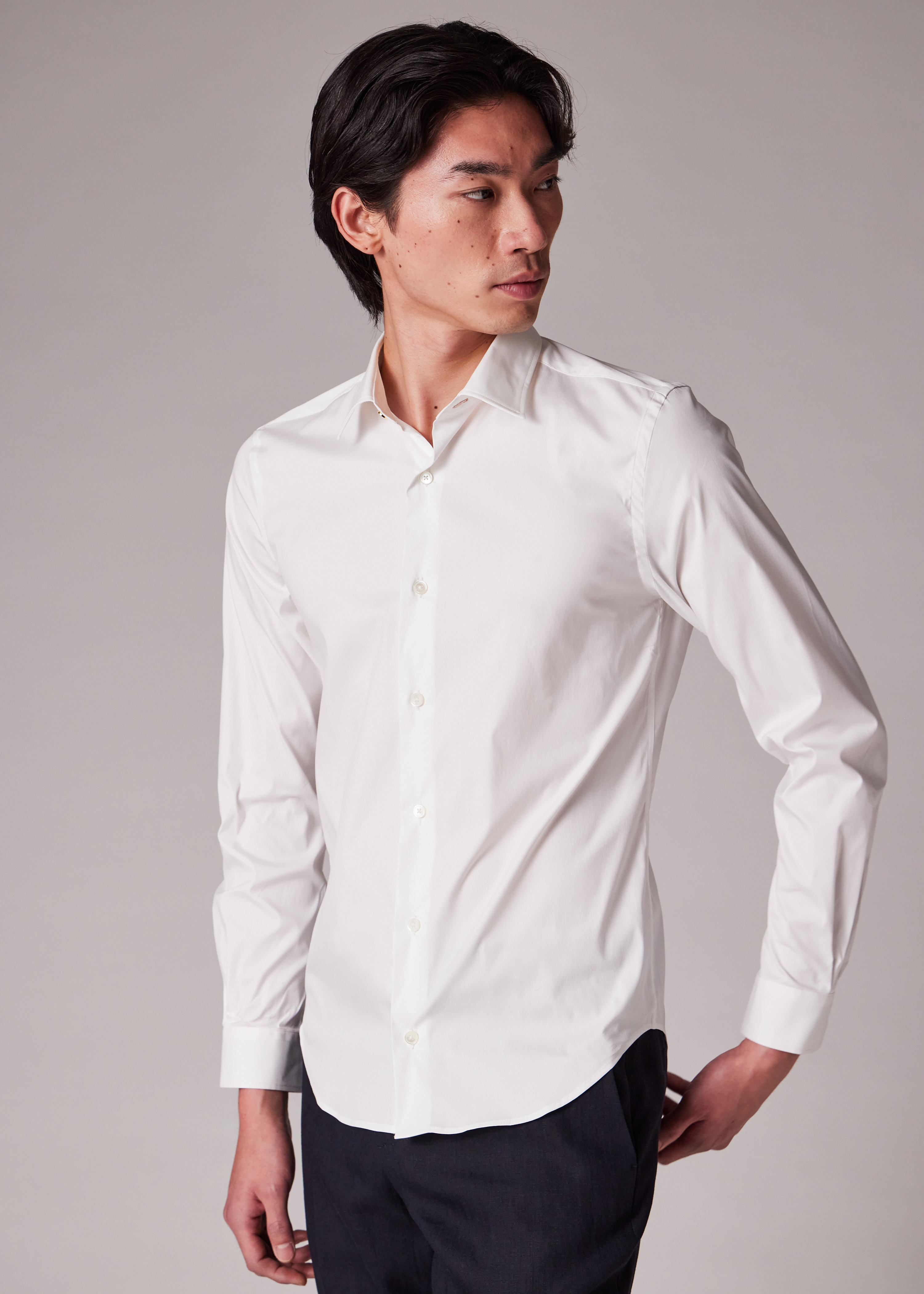Super Slim-Fit White Shirt With 'Artist Stripe' Cuff Lining