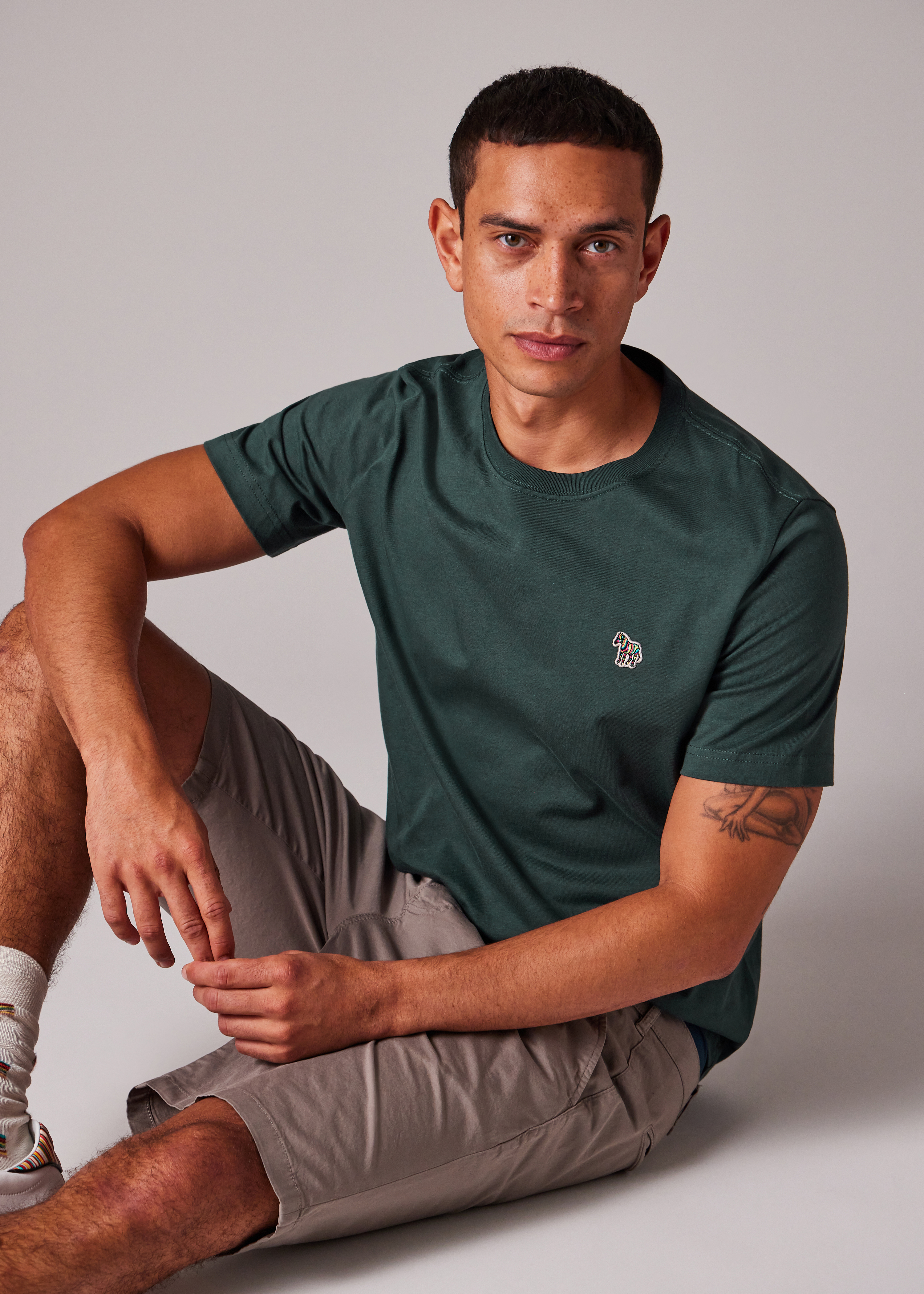 Tシャツ・カットソー Paul Smith FW25 REGULAR FIT T-SHIRT (M2R 011RZ T20064 34C) Men's Grey Marl Cotton Zebra Logo T-Shirt