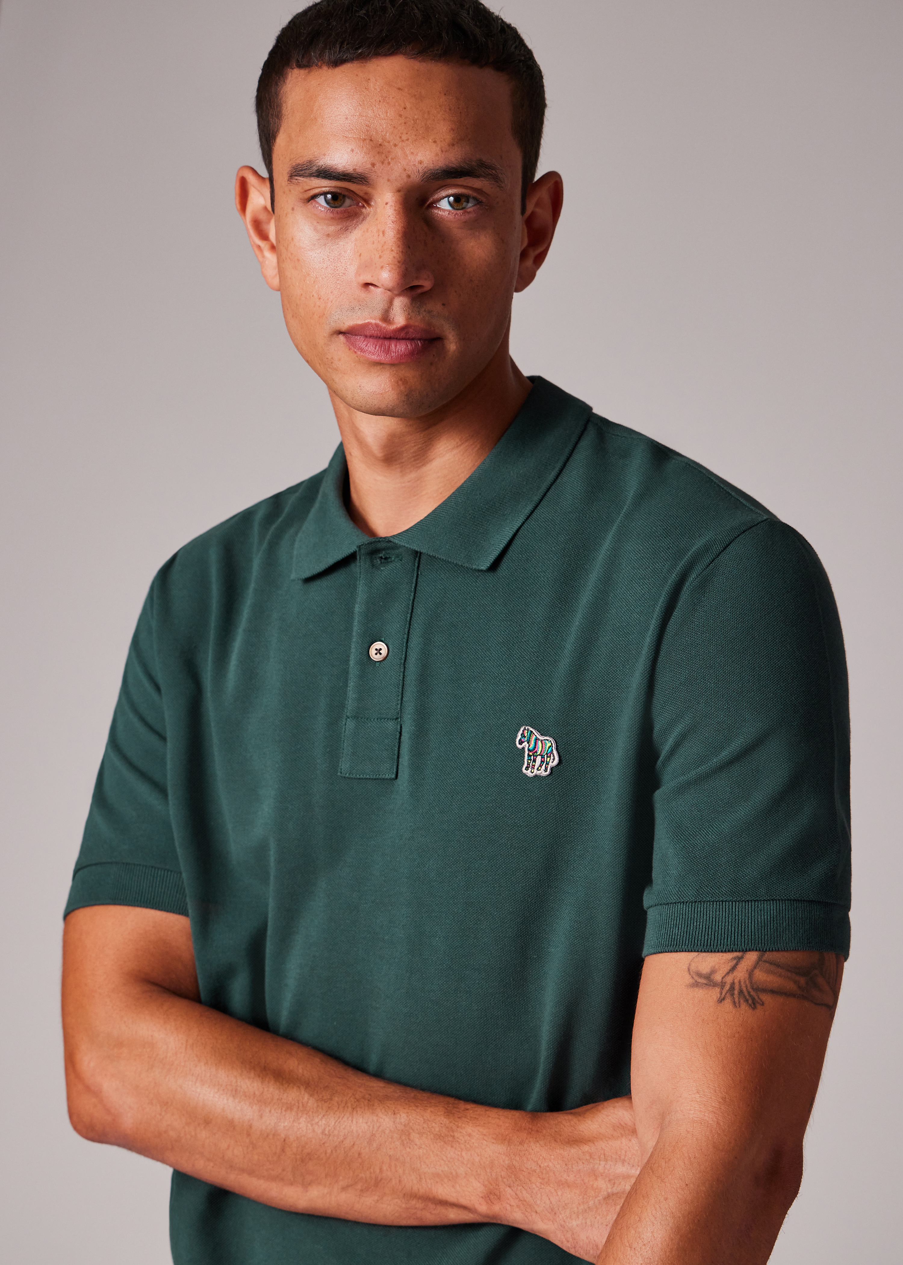 Tシャツ・カットソー Paul Smith REGULAR FIT POLO SHIRT (M2R 183KZ T20067 34C) Men's Dark Green Organic Cotton Zebra Polo Shirt