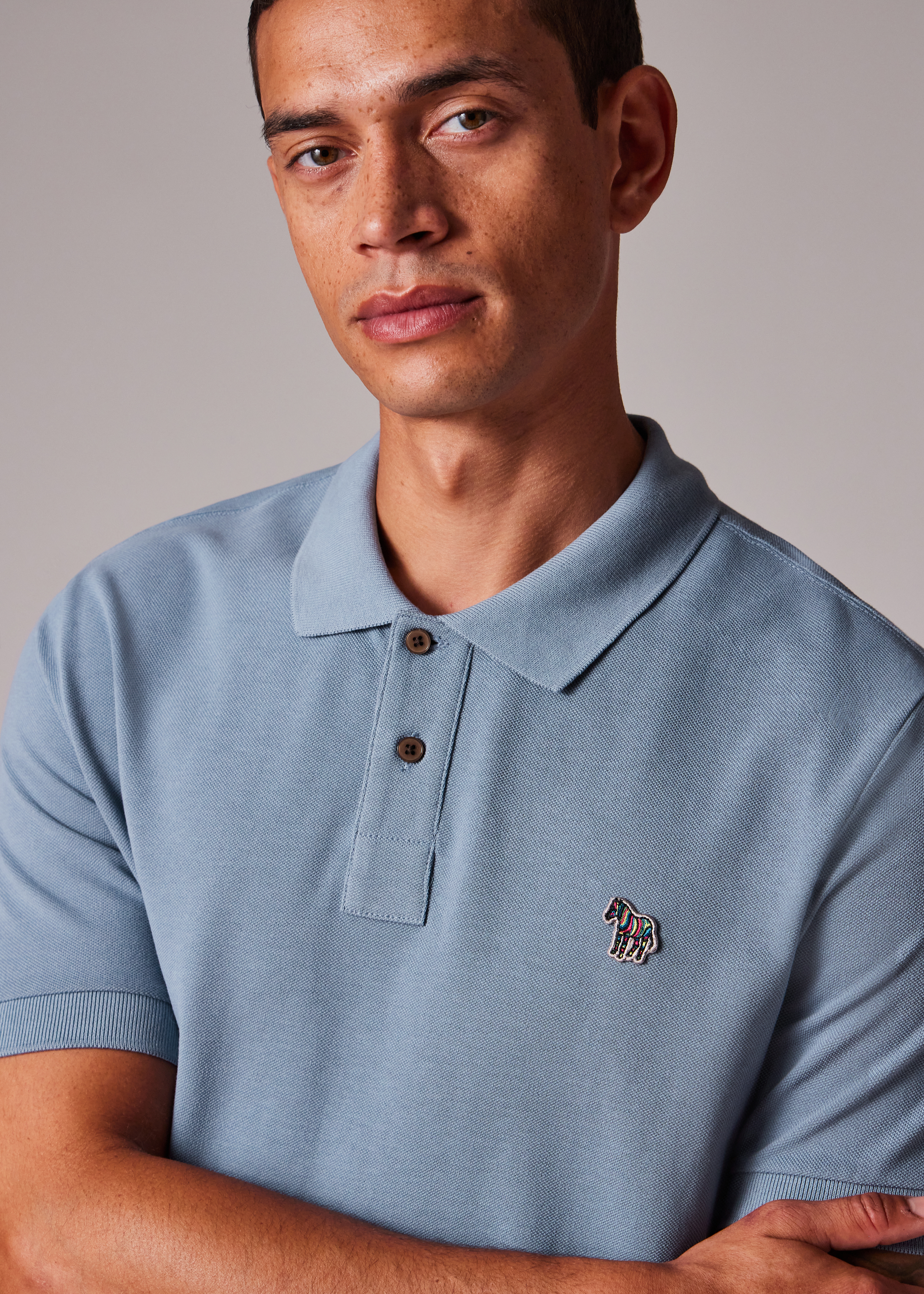 Tシャツ・カットソー Paul Smith REGULAR FIT POLO SHIRT (M2R 183KZ T20067 34C) Men's Teal Blue Organic Cotton Zebra Polo Shirt