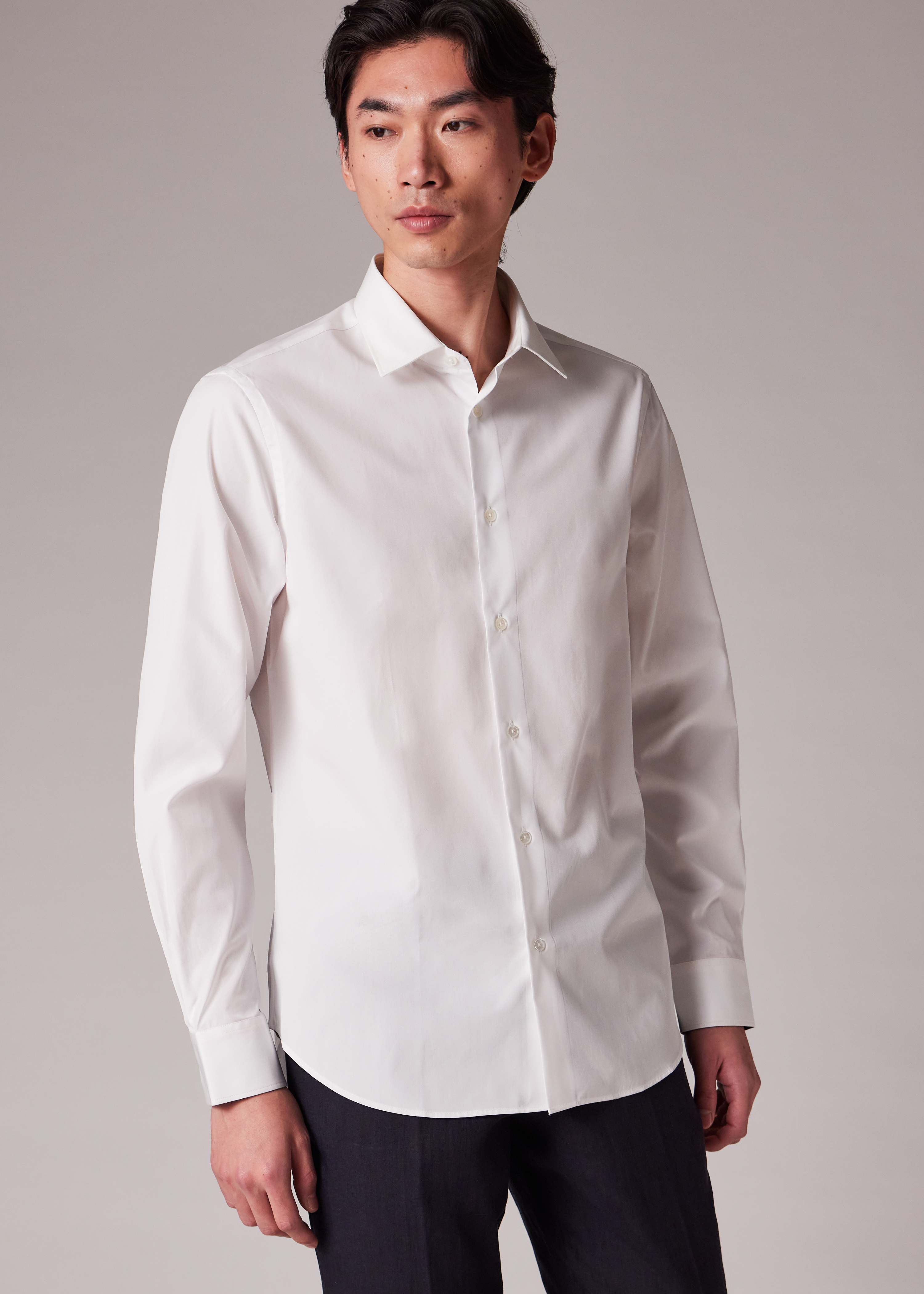 Men's Slim-Fit White Shirt With 'Artist Stripe' Cuff Lining