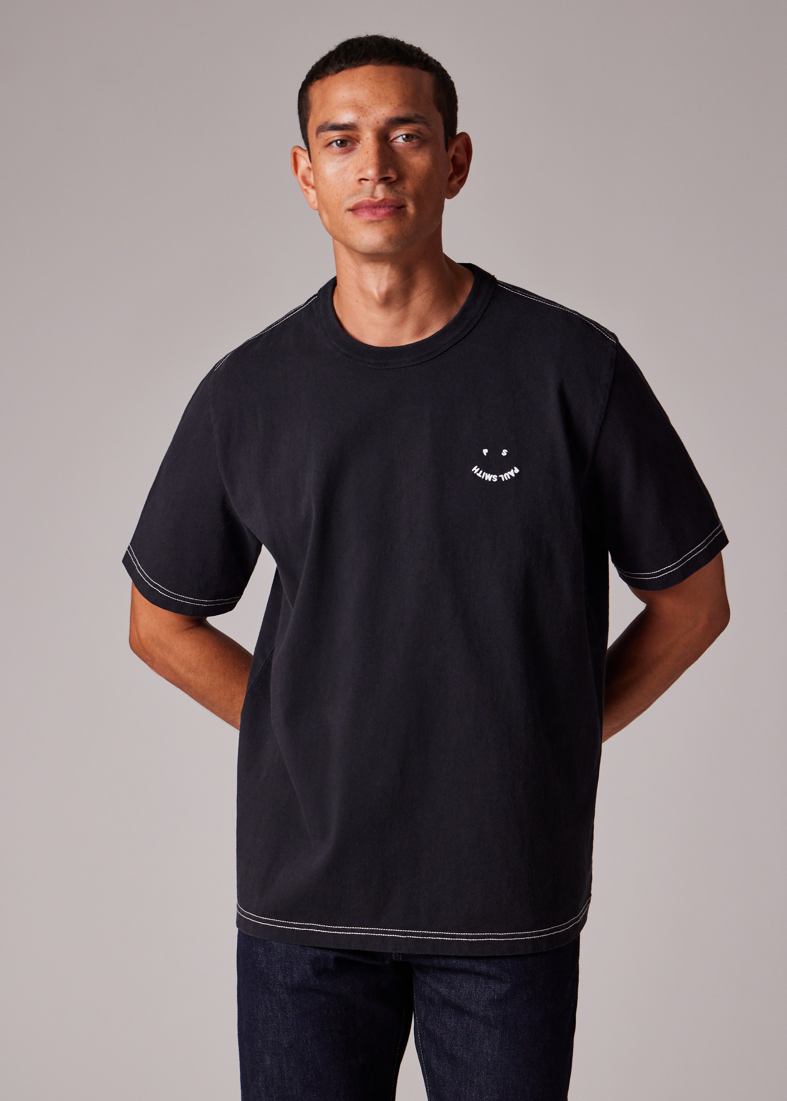 Men's Ecru Pigment Dyed 'Happy' T-Shirt