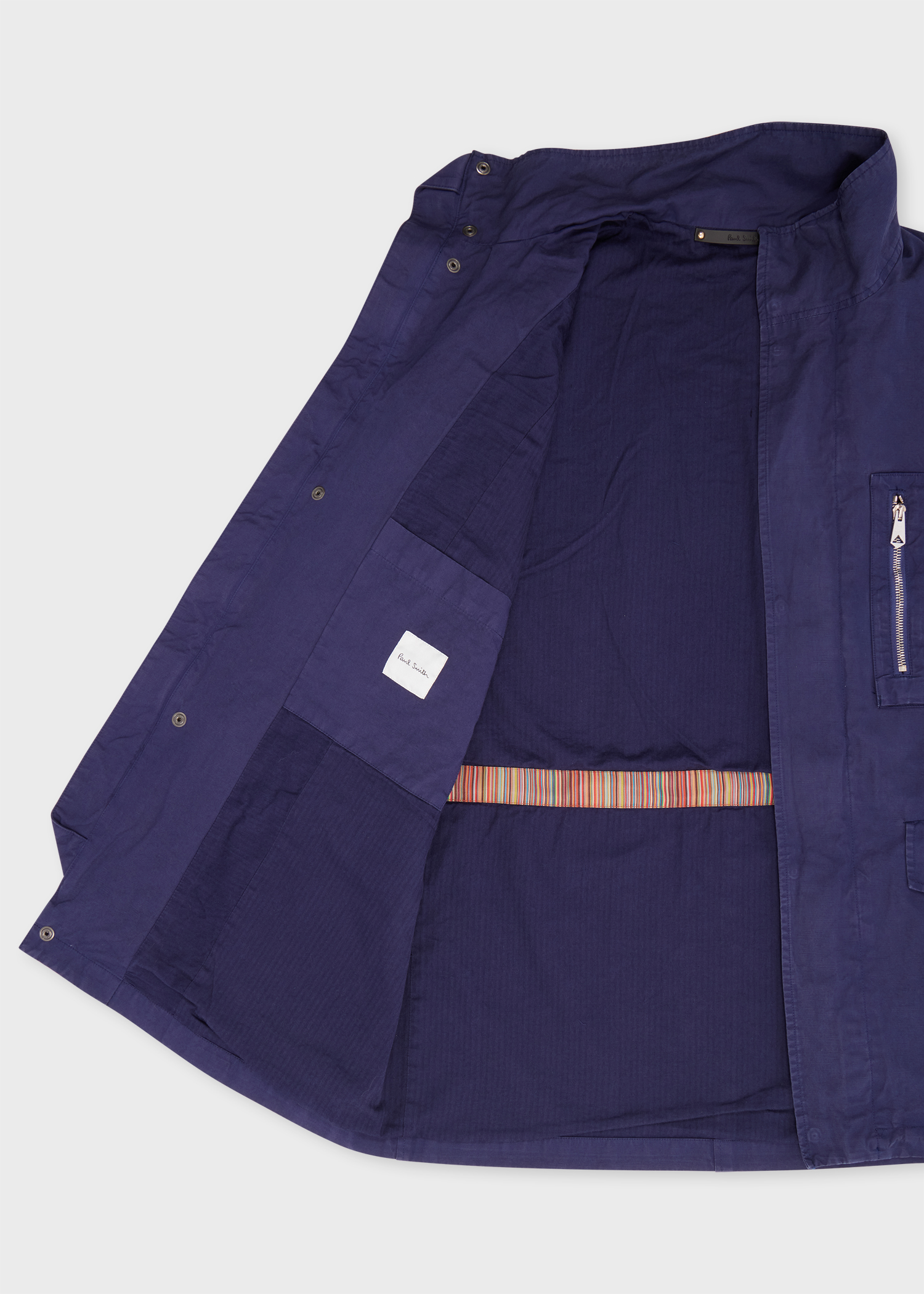 Men's Navy Garment-Dye Cotton-Linen Field Jacket