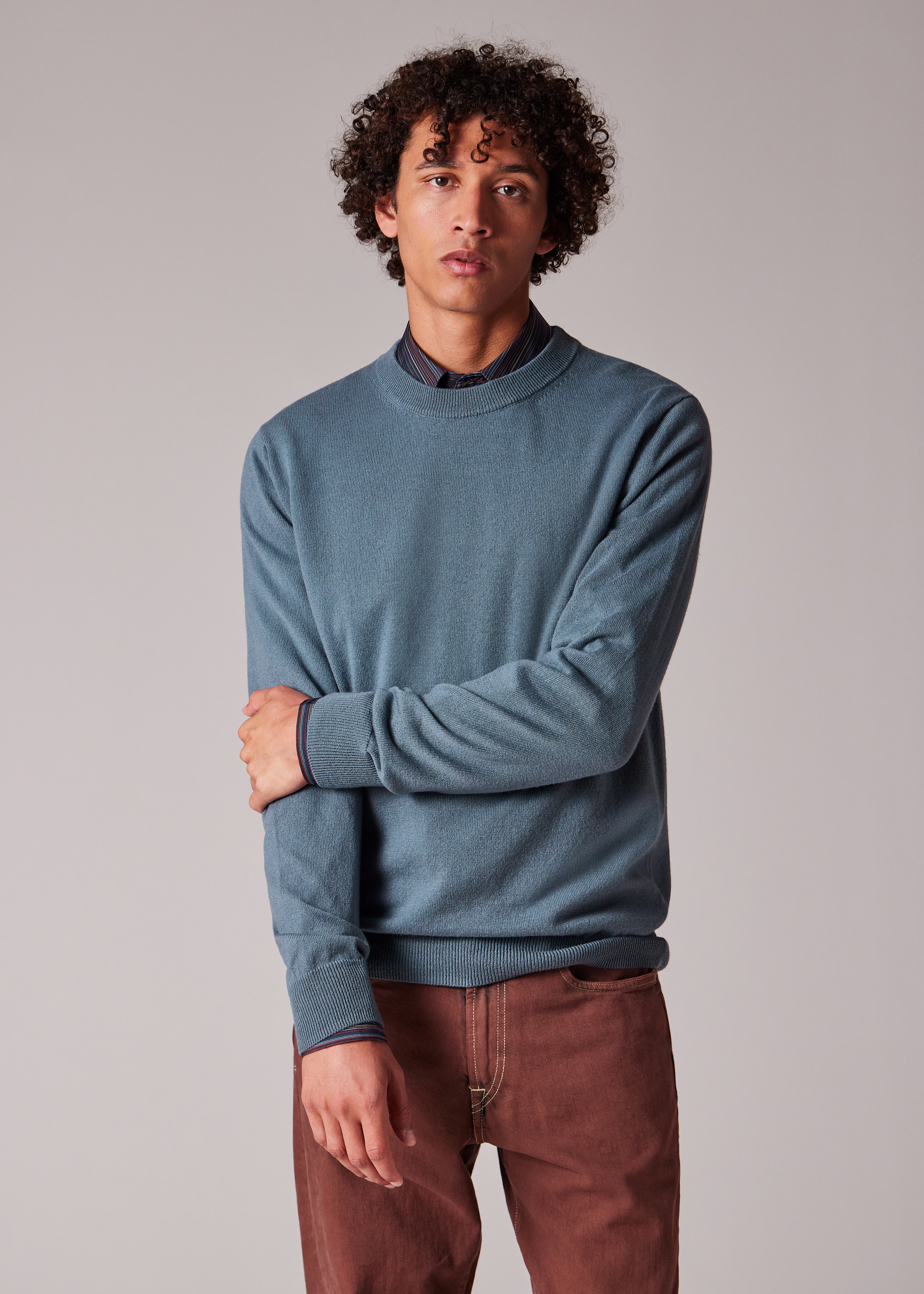 Men's Mauve Cashmere Crew Neck Sweater