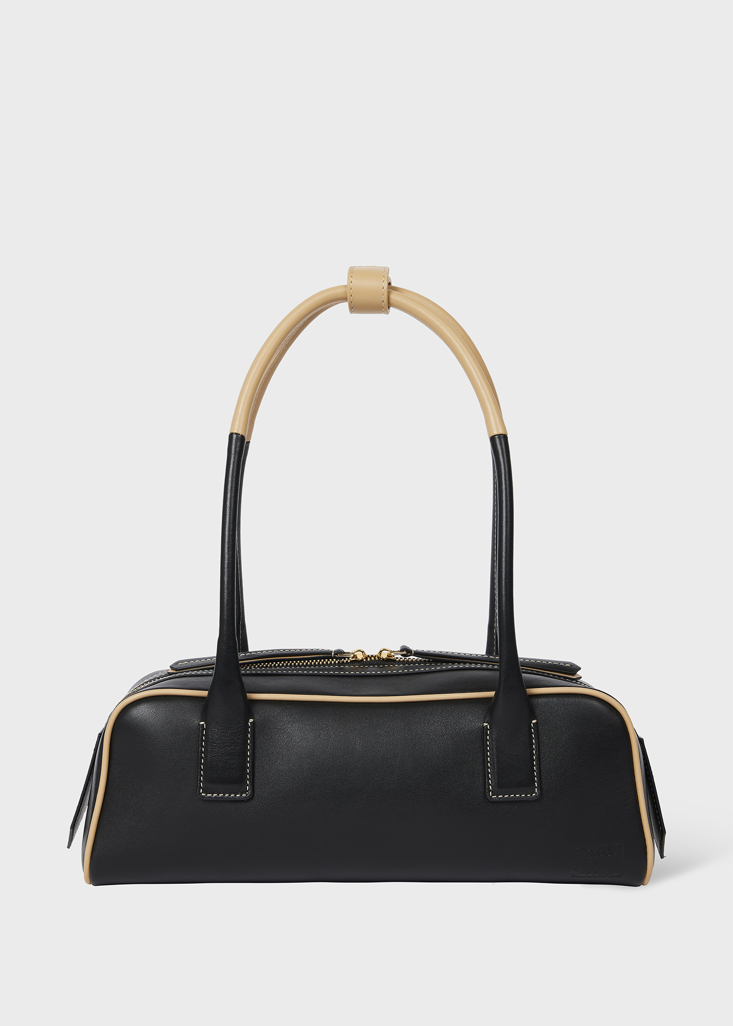 Women's Black Leather Top Handle Shoulder Bag