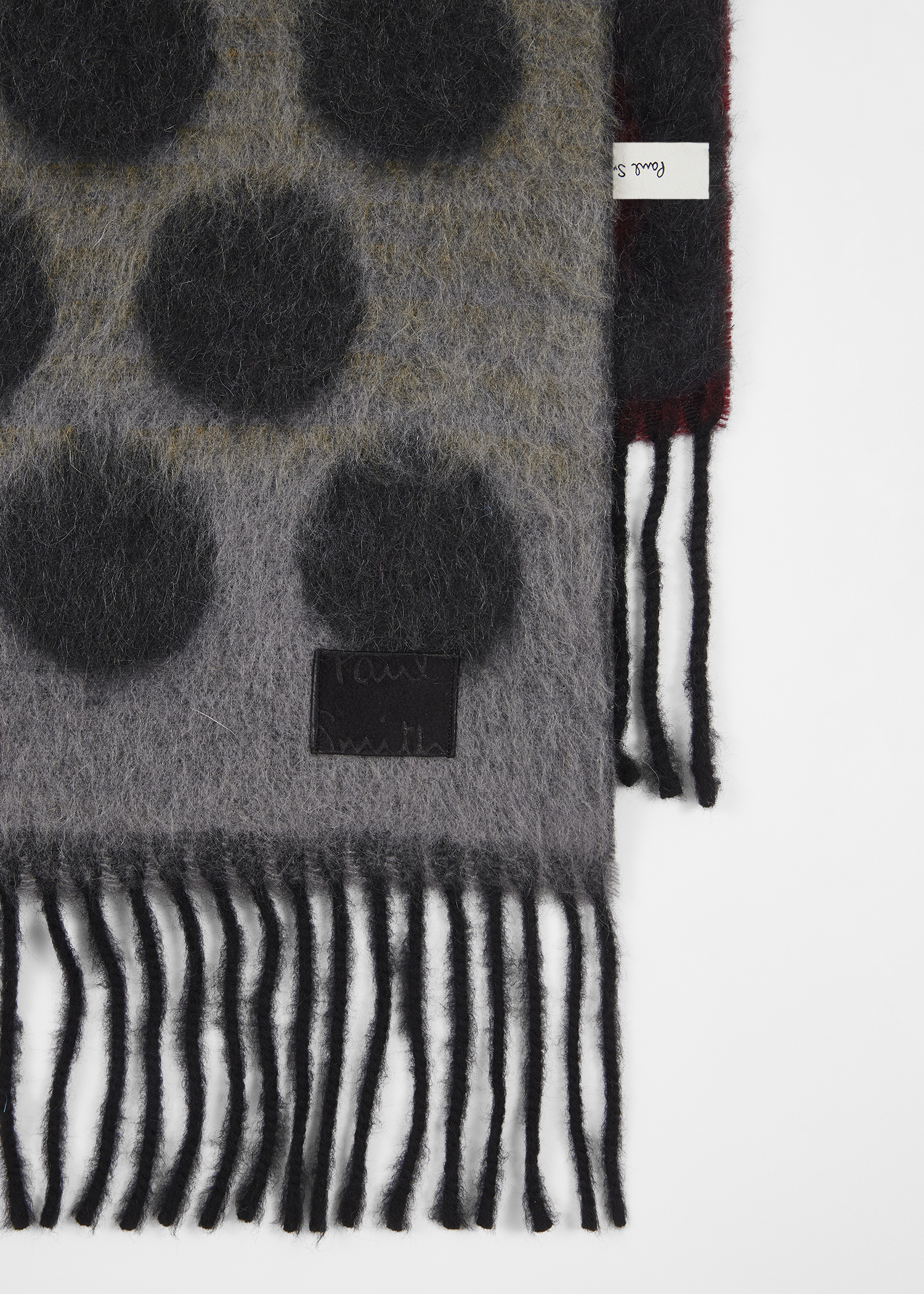 Grey Block Polka Dot Merino Wool-Blend Scarf