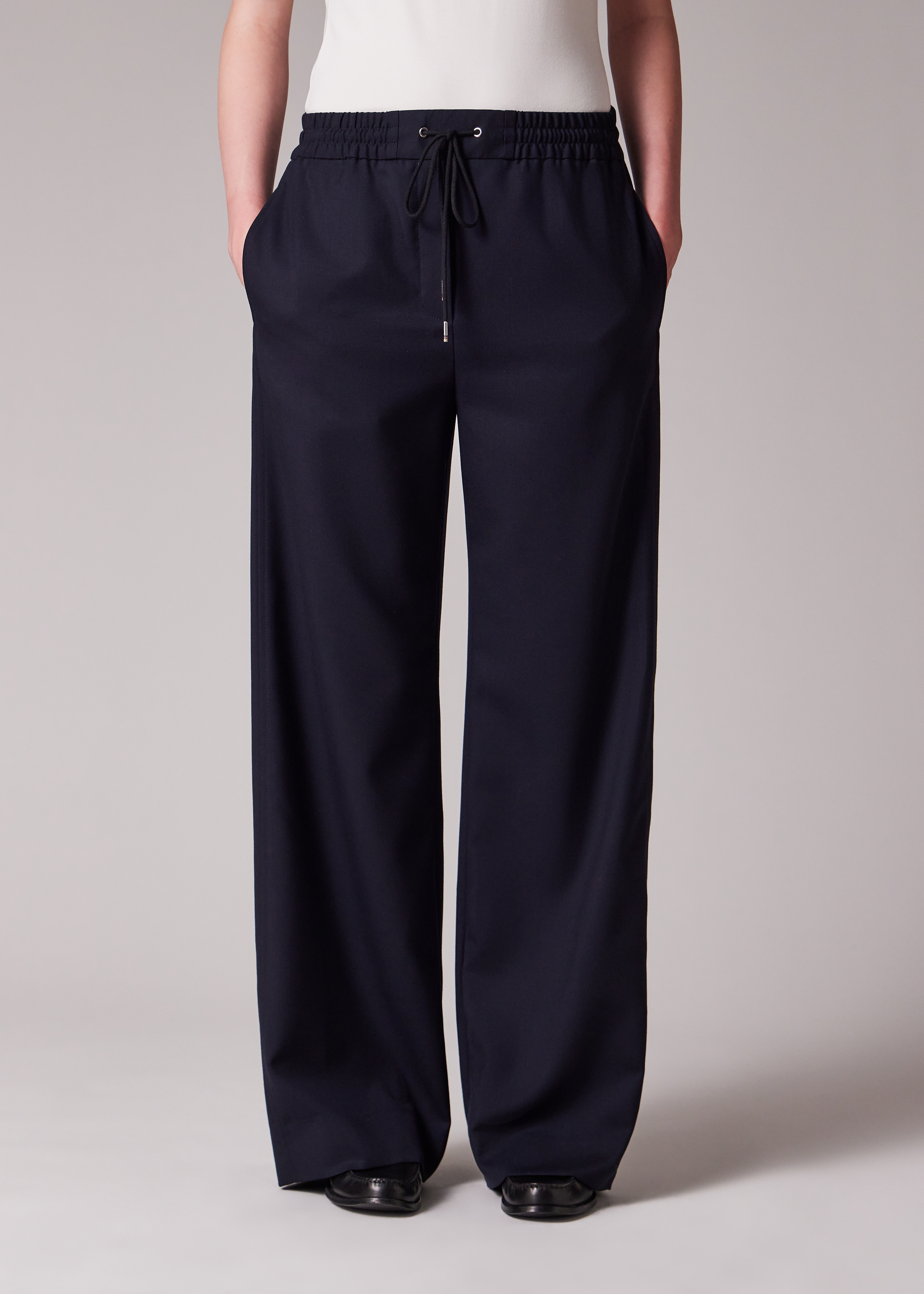 Women's A Suit To Travel In - Navy Drawstring Wide Leg Trousers