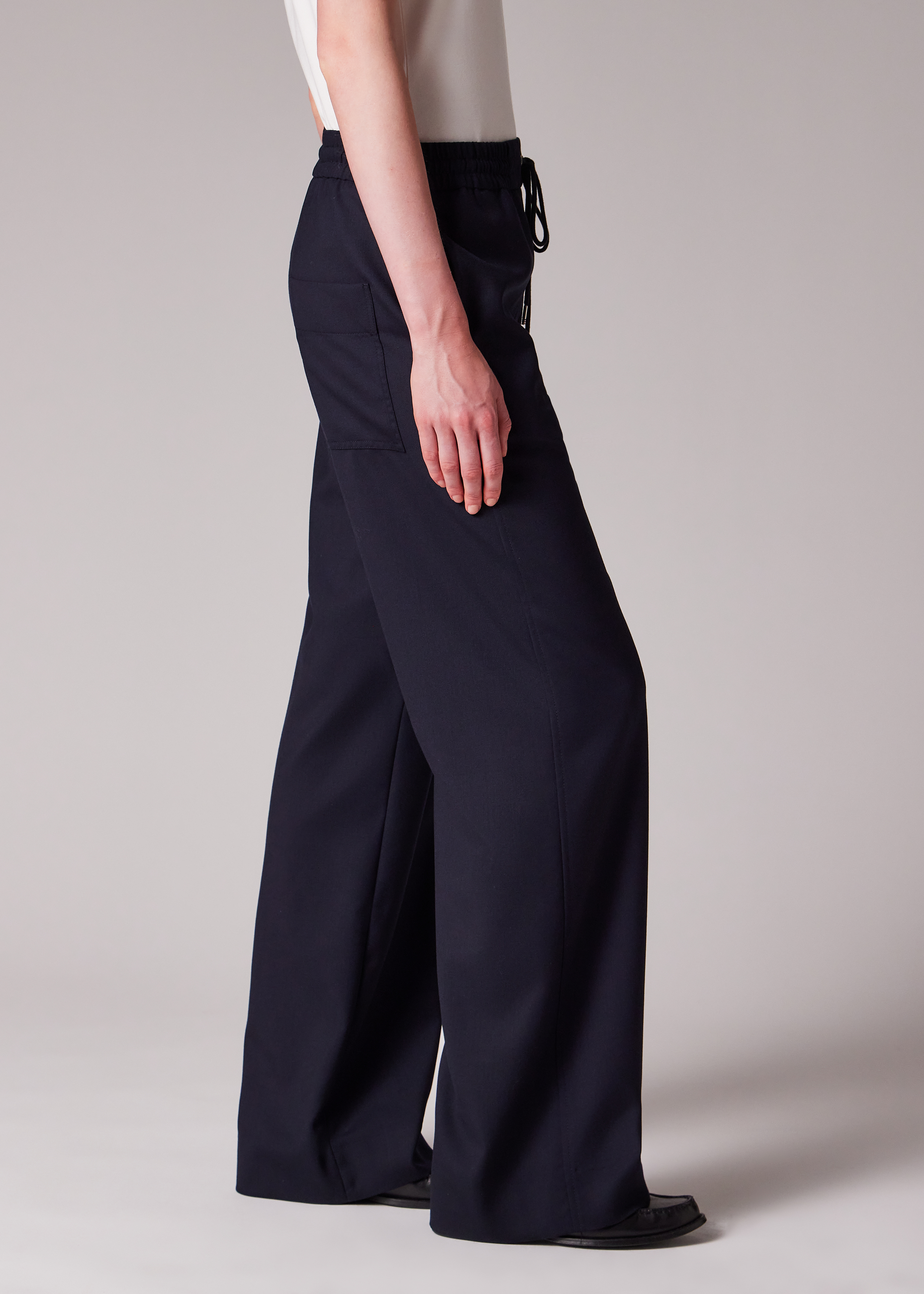 Women's A Suit To Travel In - Navy Drawstring Wide Leg Trousers