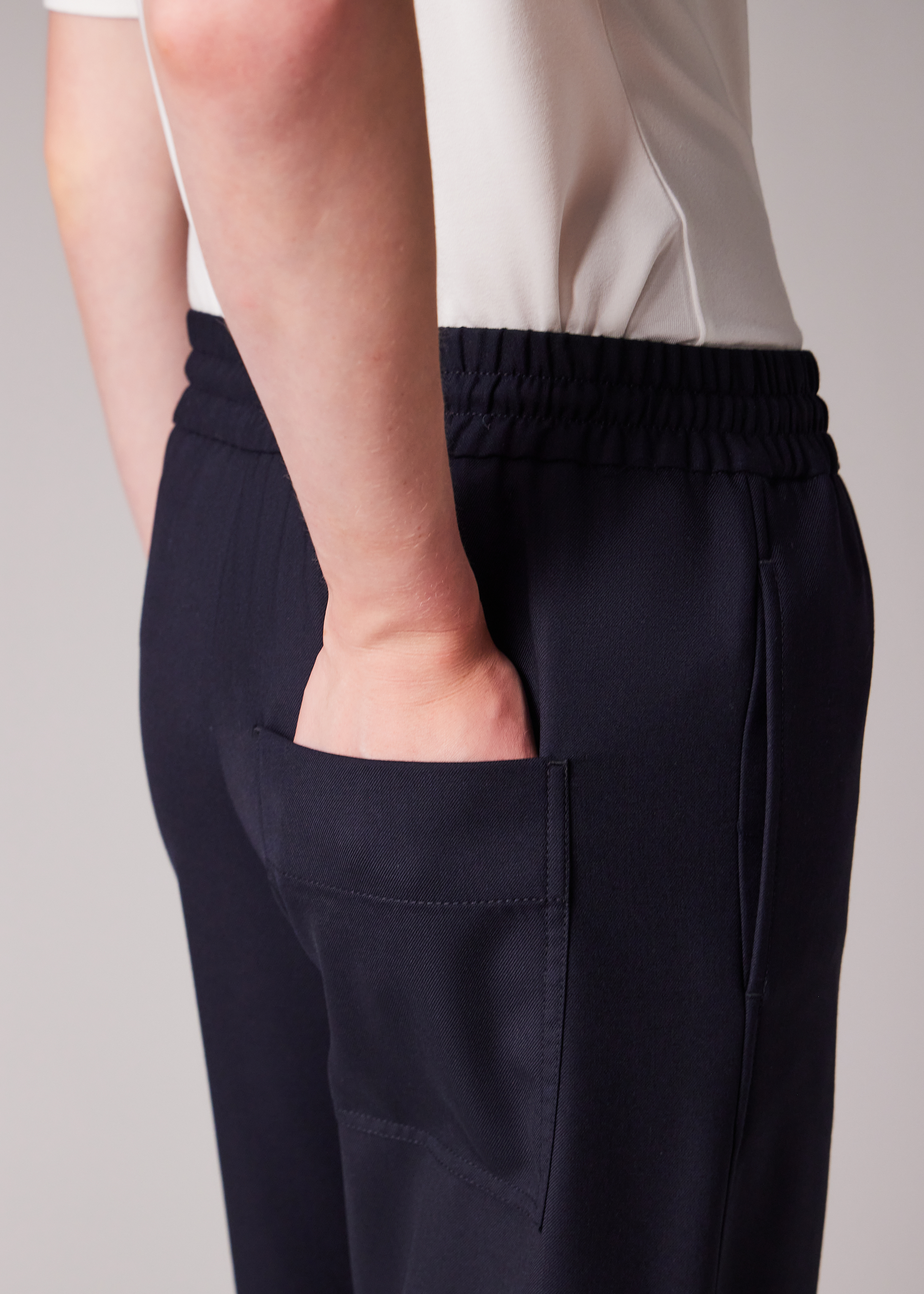 Women's A Suit To Travel In - Navy Drawstring Wide Leg Trousers