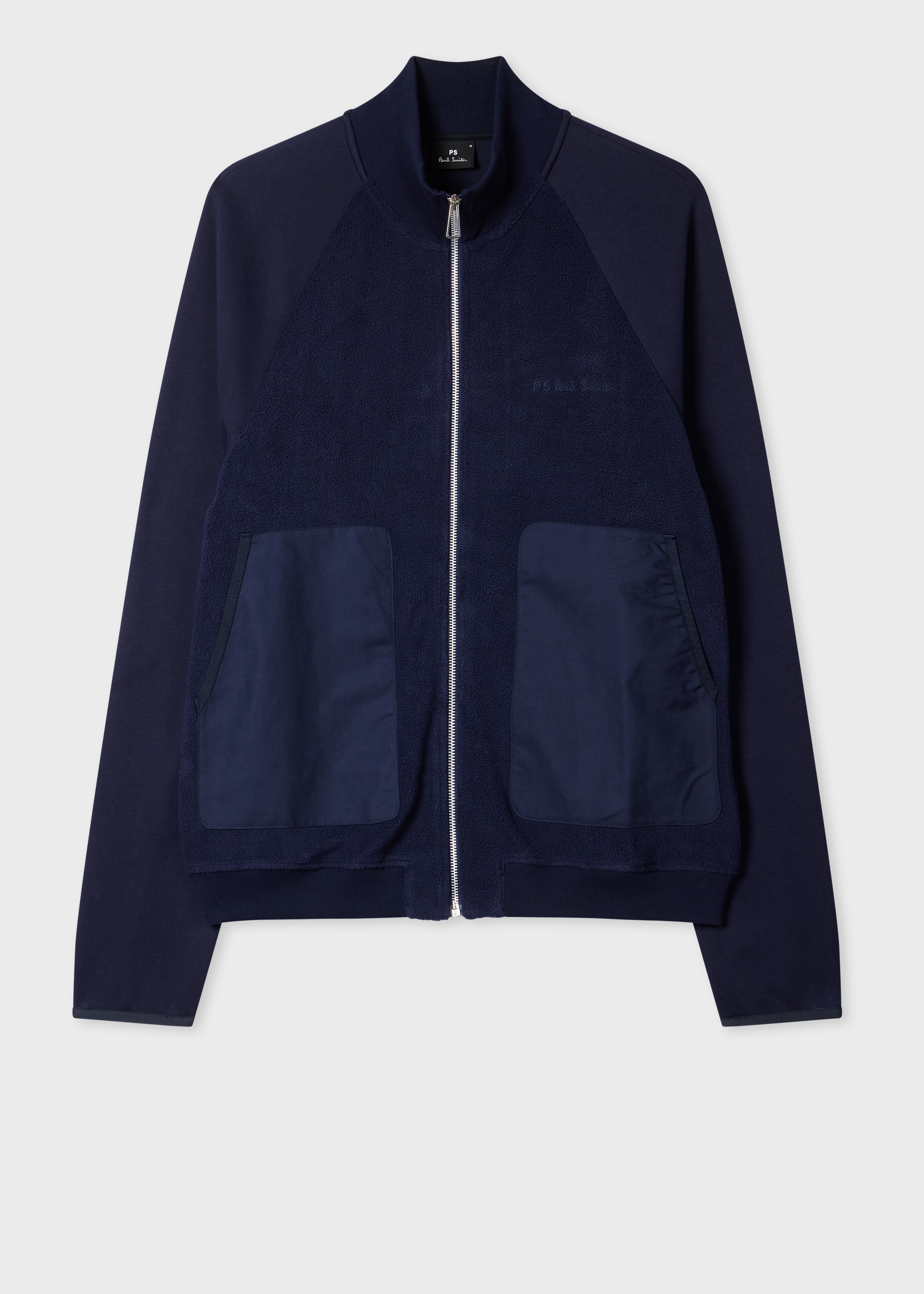 Paul Smith|SWEATSHIRTS (M2R 027R NP4686 72) Men's Navy Fleece-Panel Zip Sweatshirt
