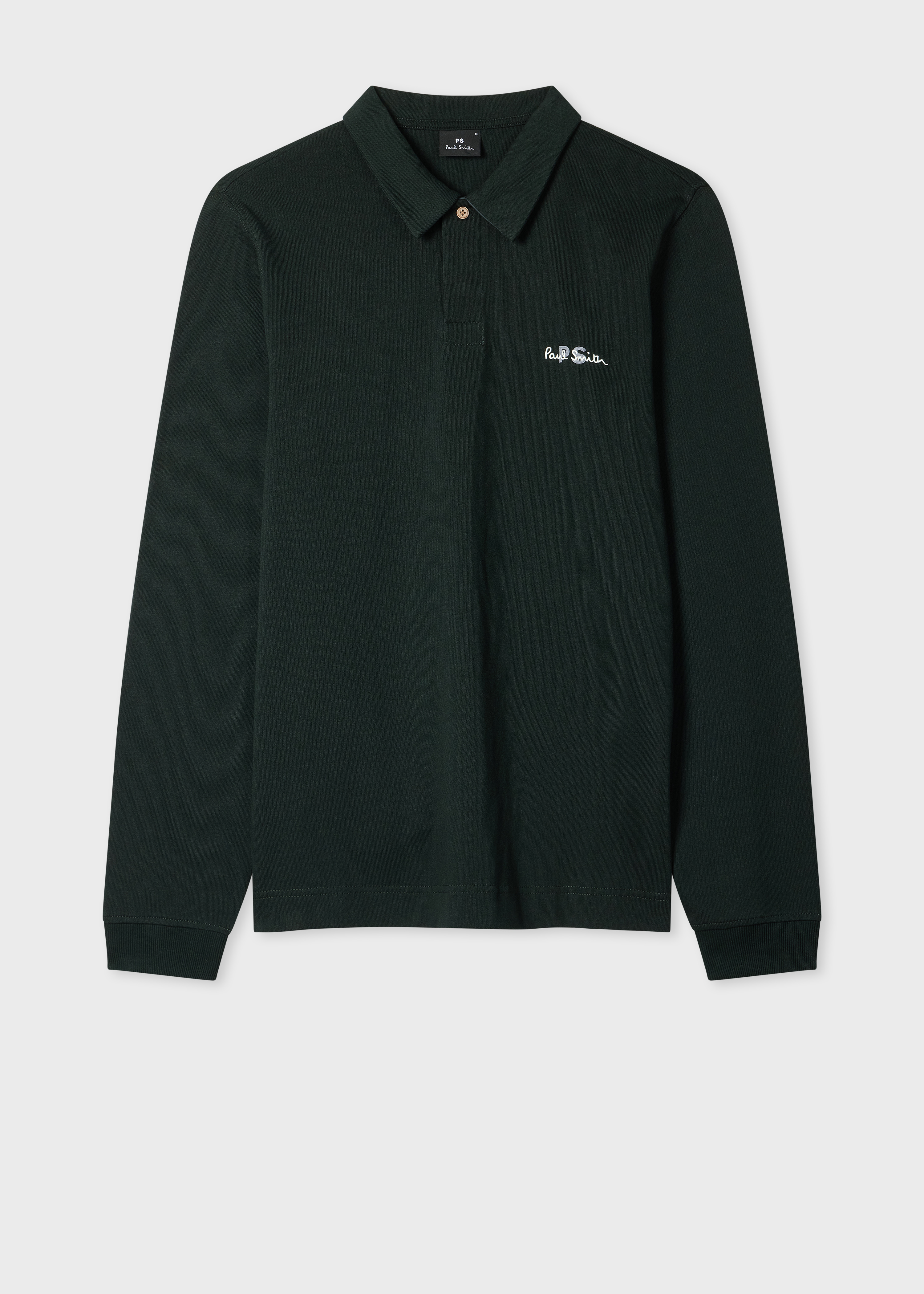 Dark Green Cotton Logo Long-Sleeve Rugby Shirt