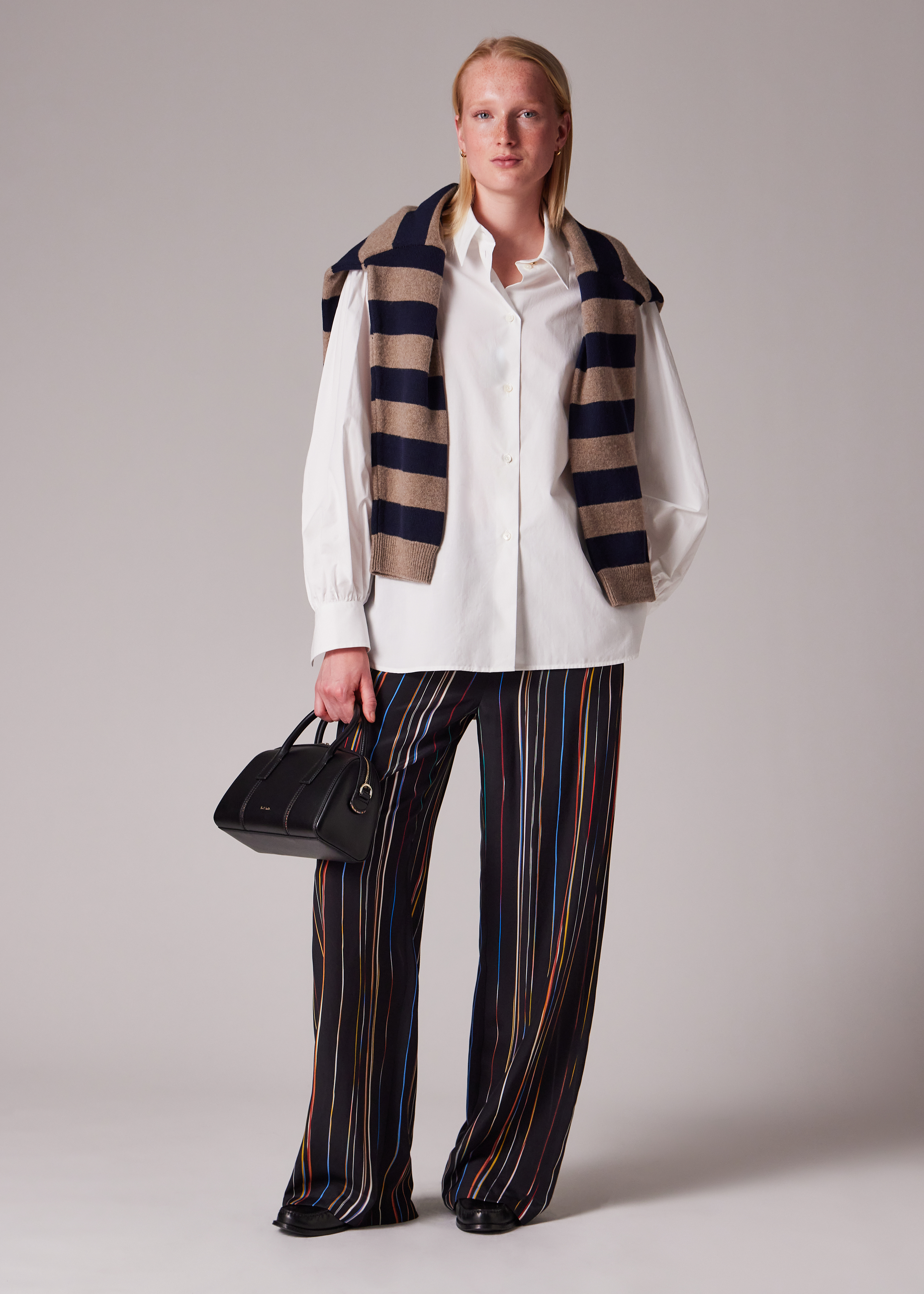 パンツ PAUL SMITH Woman Pants Black W1R271TLP11094 79 Women's Black Drawstring Wide Leg Pants