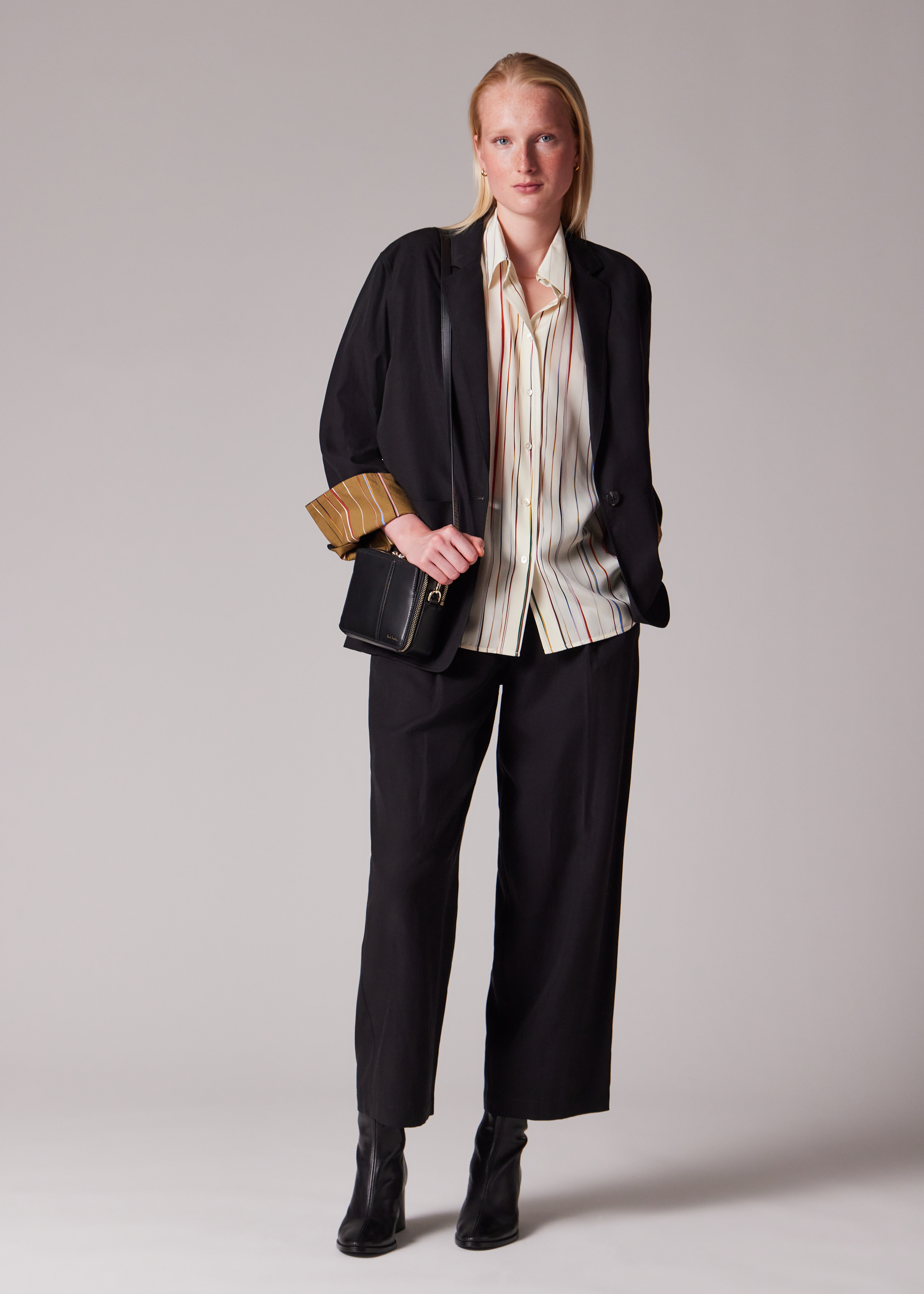 Women's Black Lyocell-Blend Barrel Leg Trousers