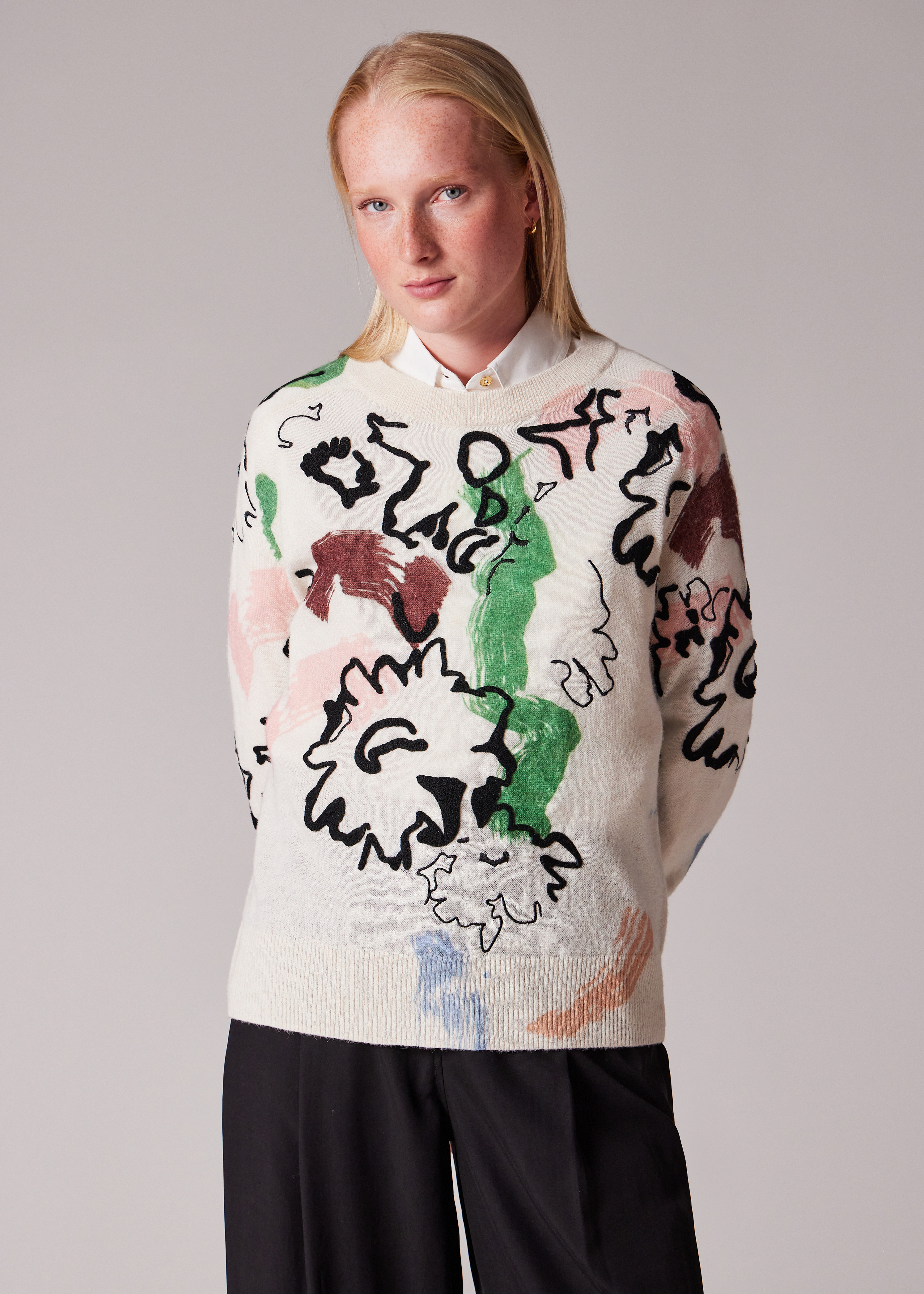 archive PS Paul Smith wool pea かんちゃんパパ様 Cream Alpaca Wool-Blend 'Painters' Sweater