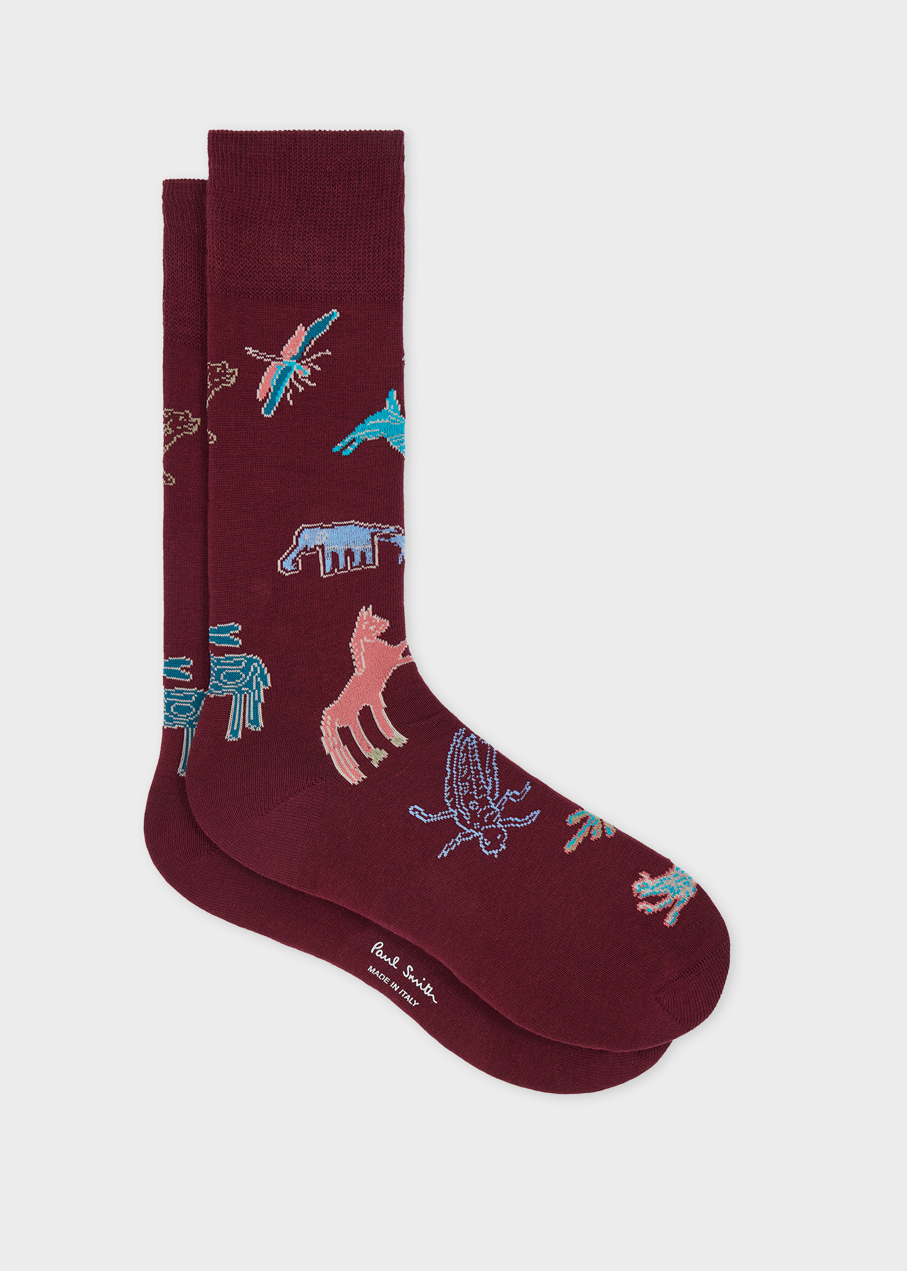 Burgundy 'Little Beasts' Socks