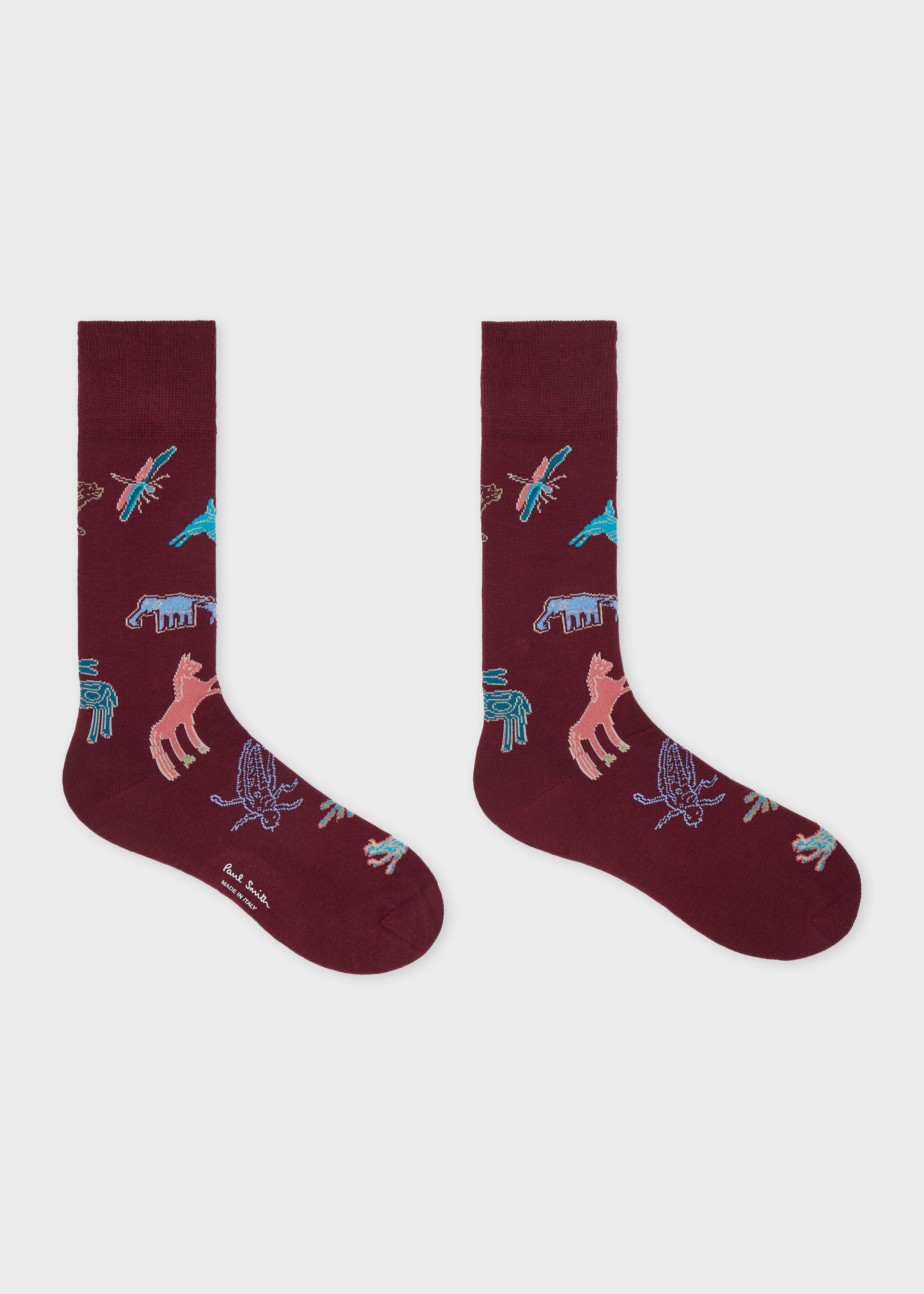 Burgundy 'Little Beasts' Socks