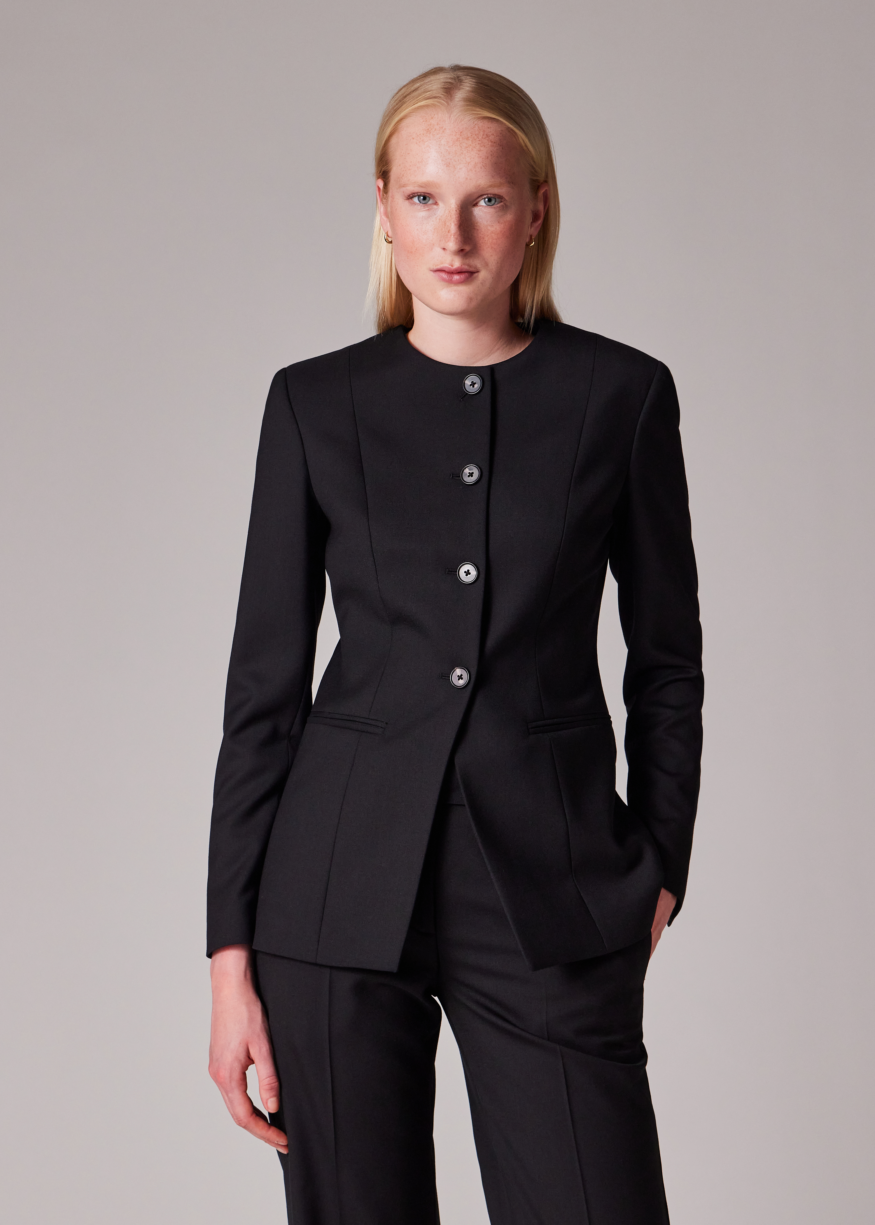Women's A Suit To Travel In - Black Collarless Jacket