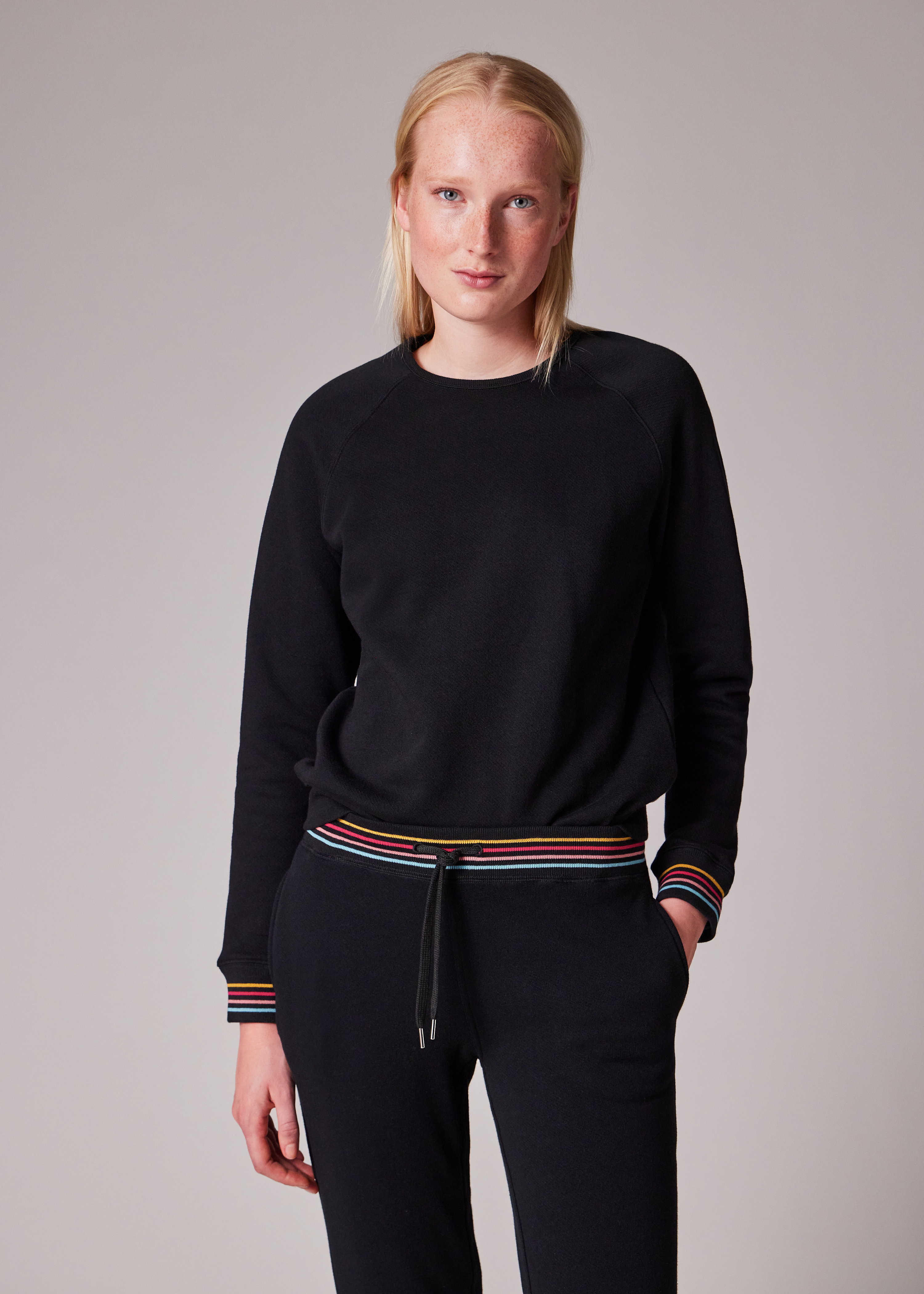 Women's Black Lounge Sweatpants With 'Swirl' Trims