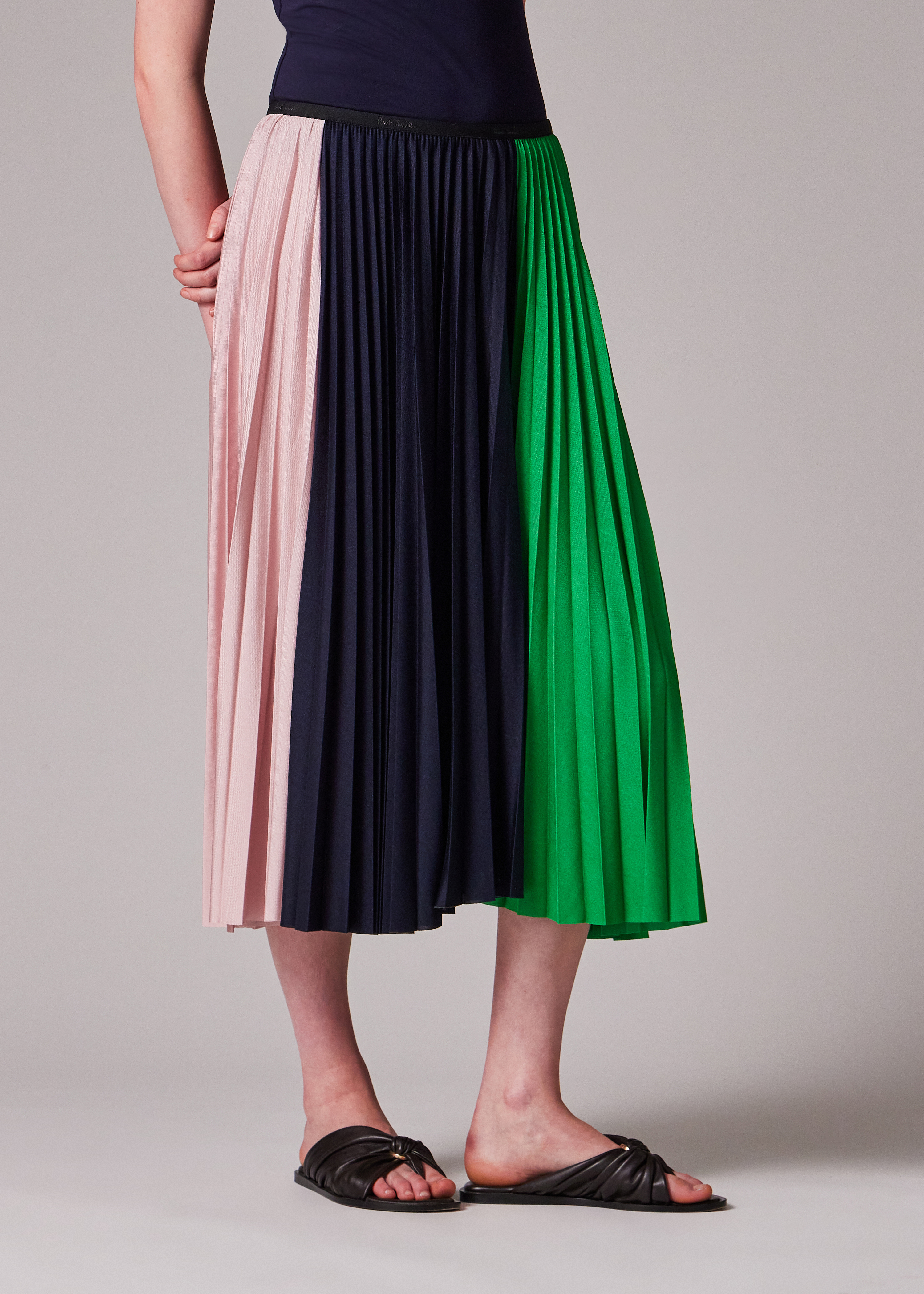 Women's Pleated 'Block Stripe' Skirt