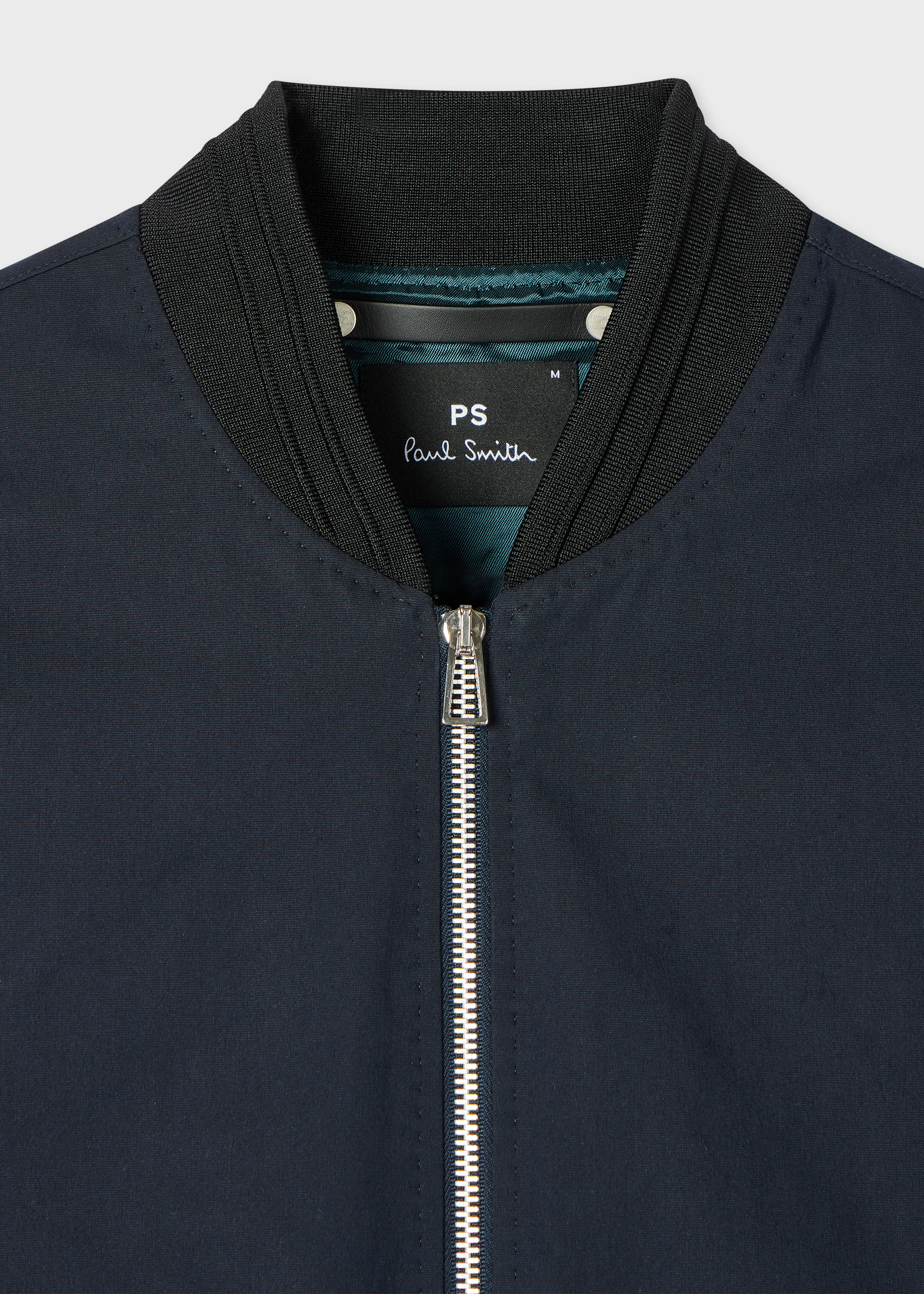 Men's Navy Cotton-Blend Stretch Bomber Jacket