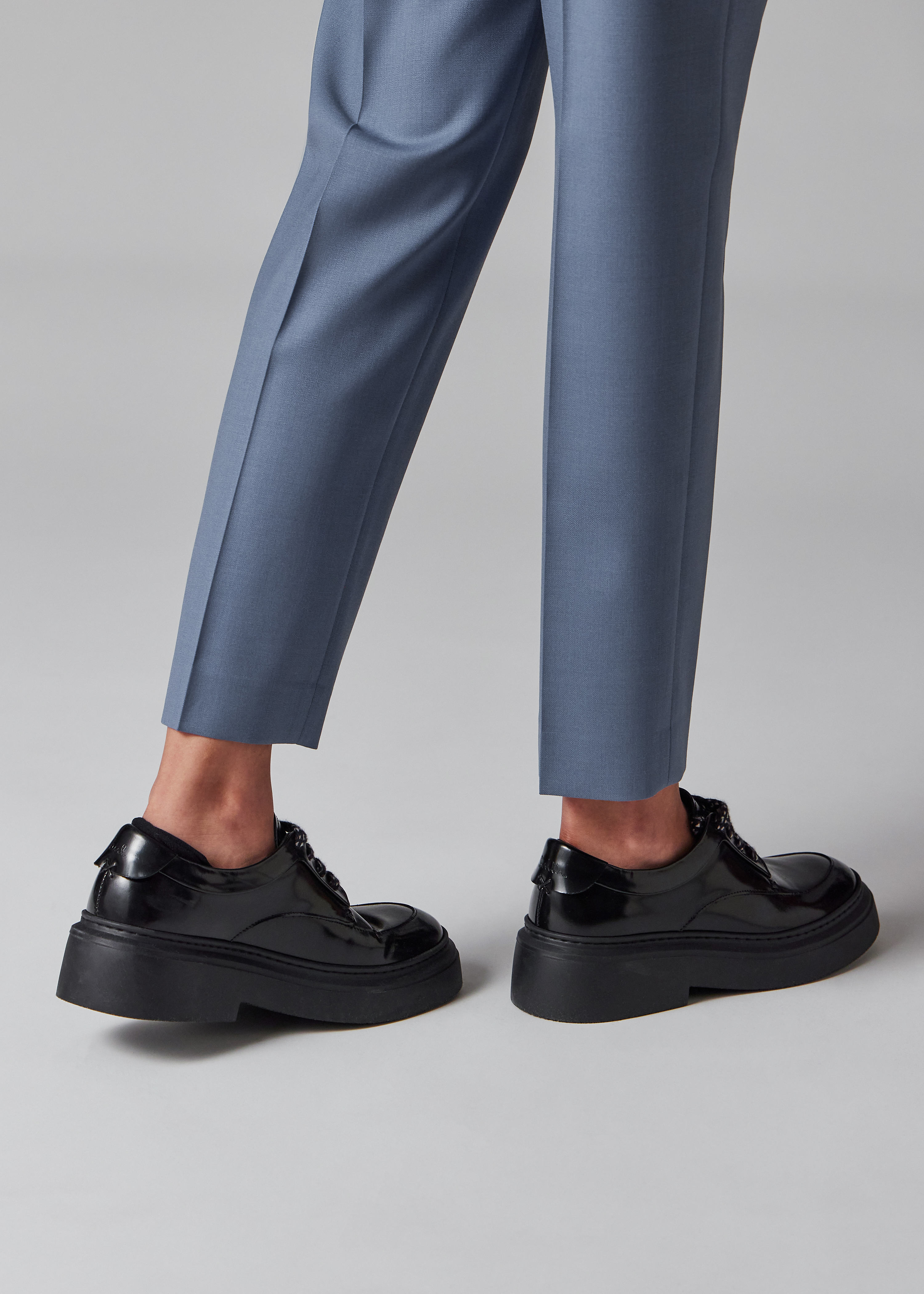 A Suit To Travel In - Women's Steel Blue Slim-Fit Wool Trousers