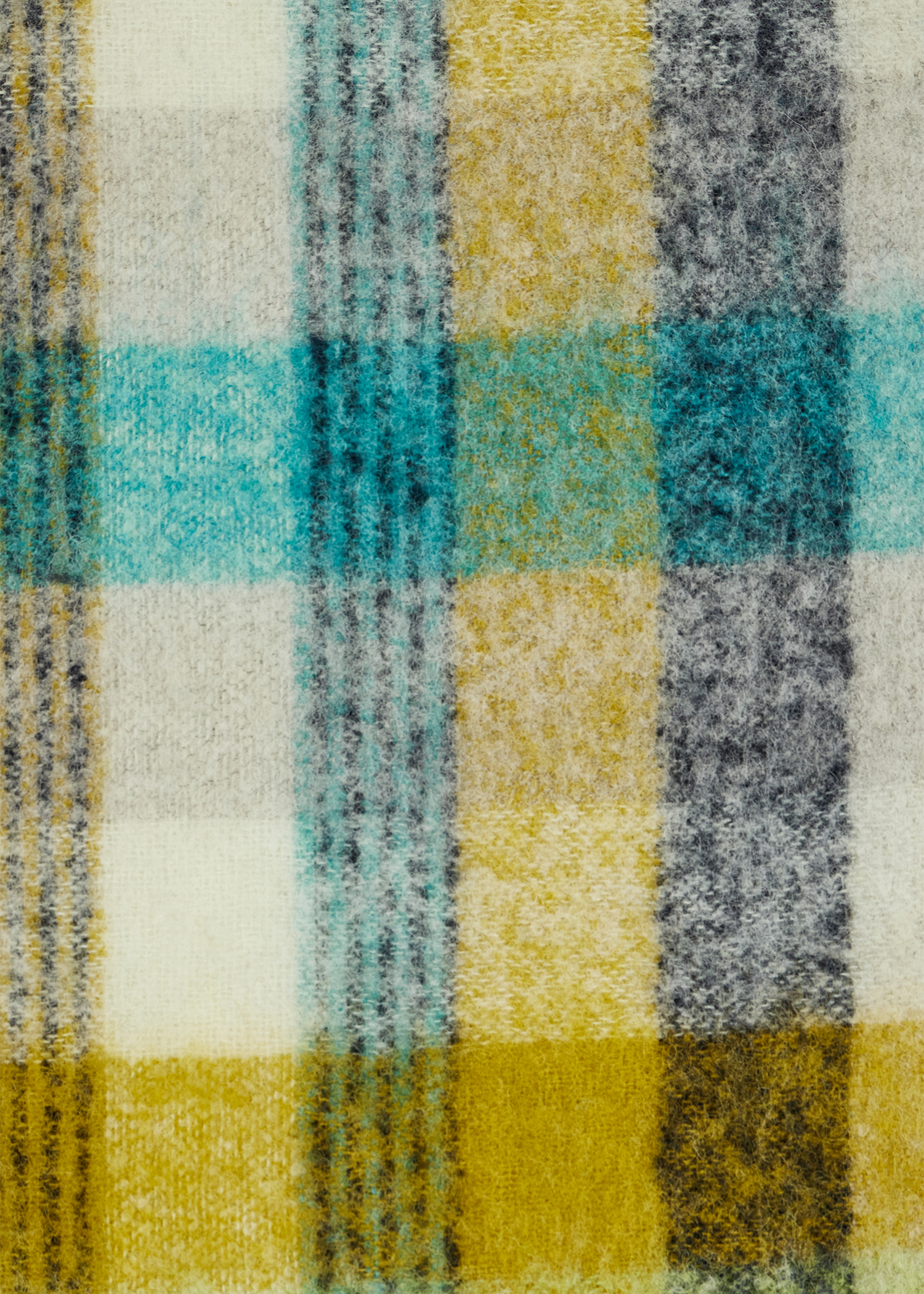 Green Merino Wool Check Scarf