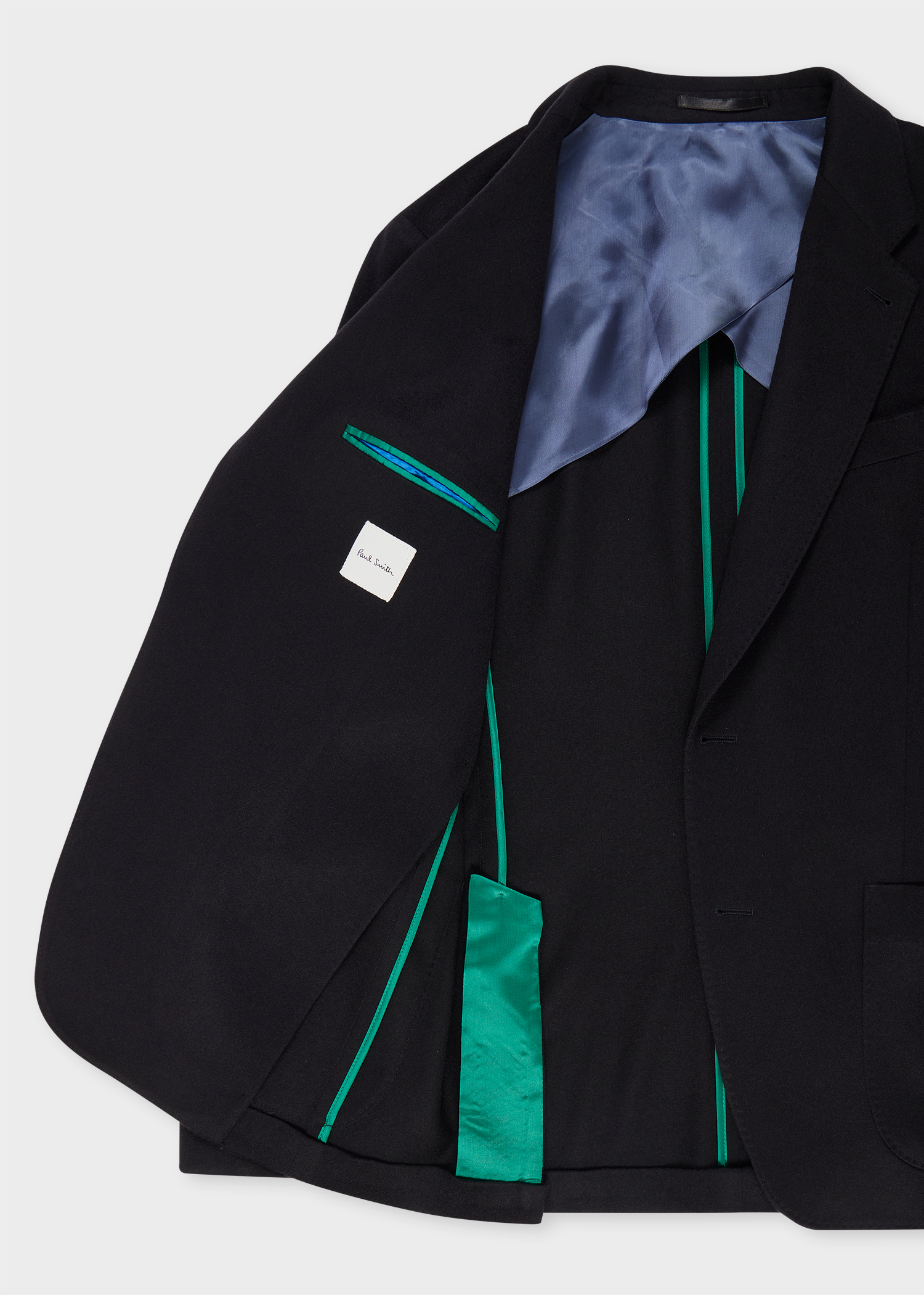 Navy Blue Cashmere Two-Button Blazer