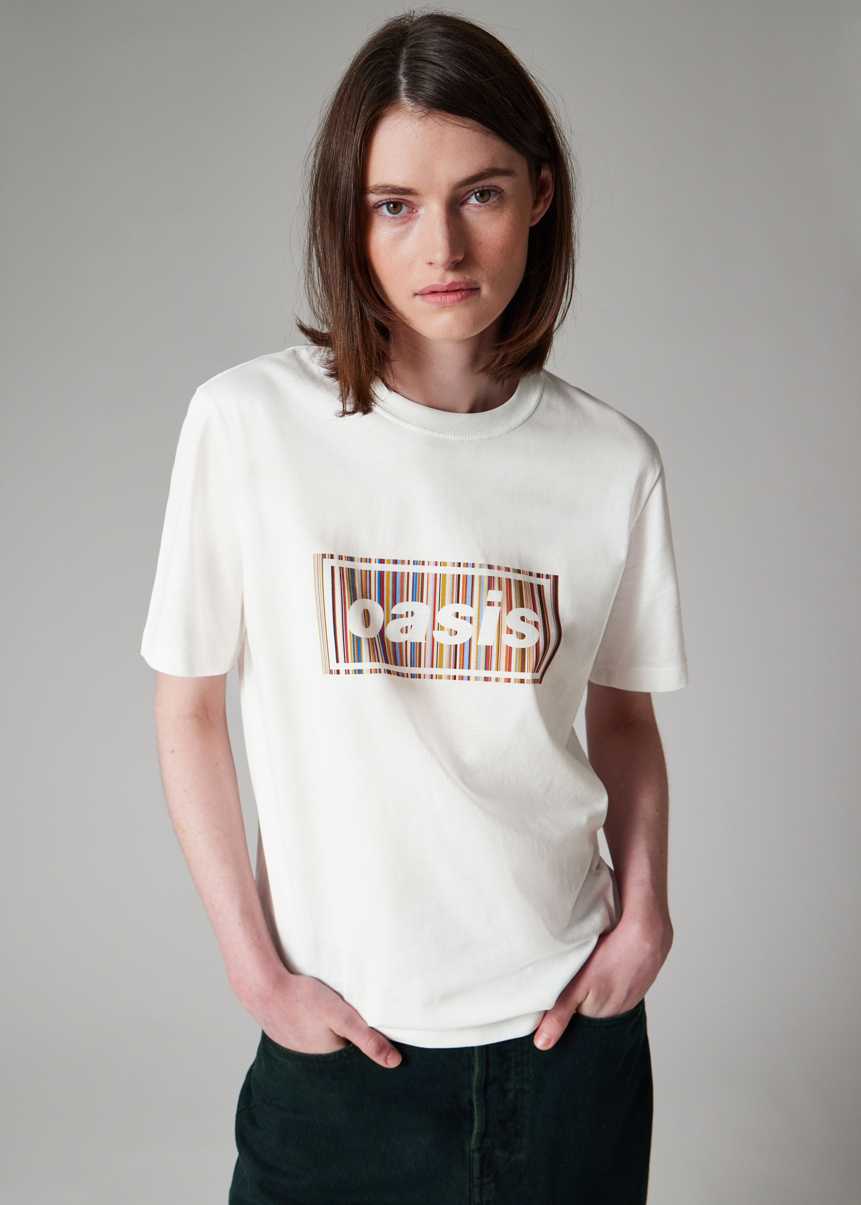 Paul Smith x Oasis - White 'Signature Stripe' Logo T-Shirt