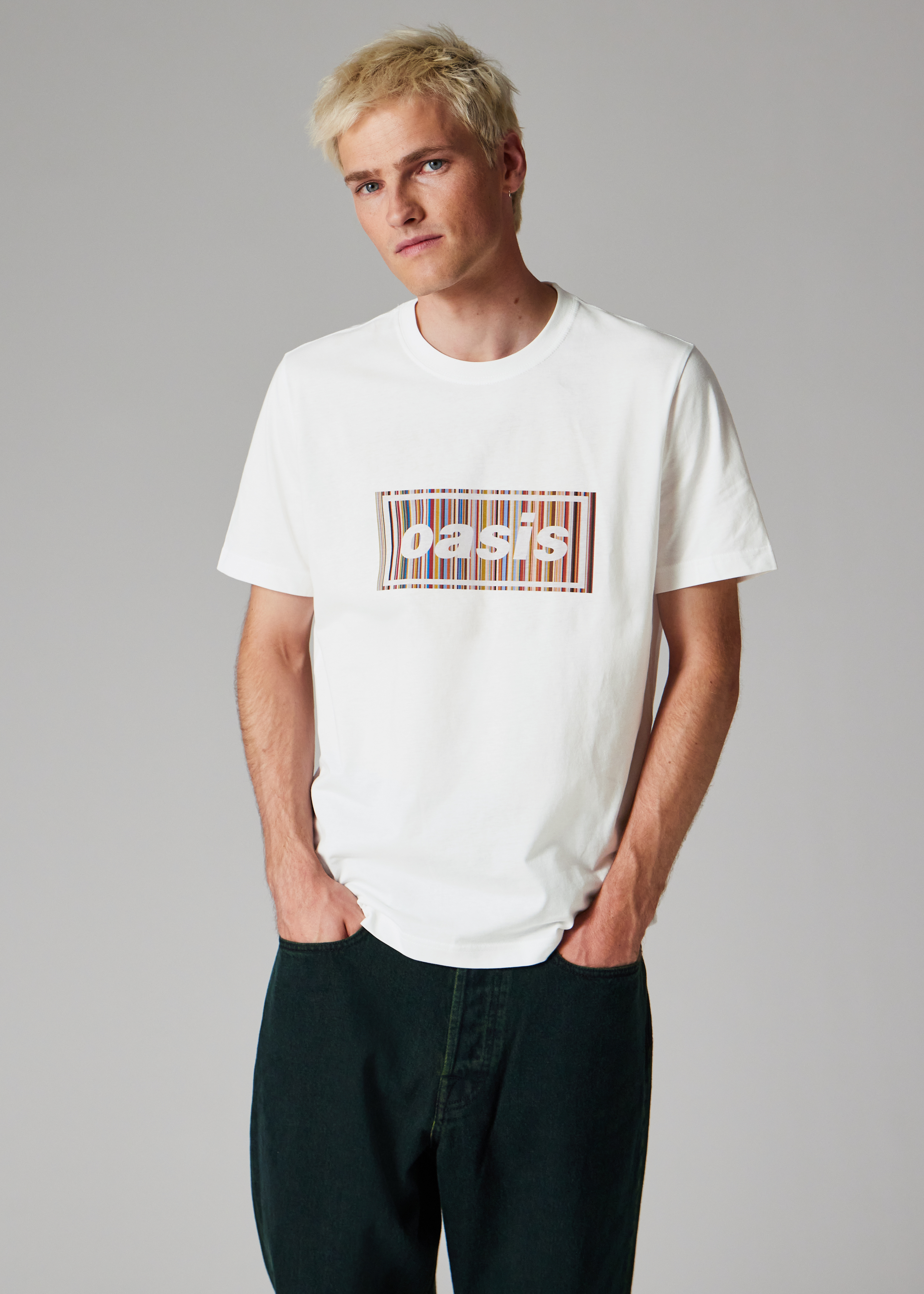 Paul Smith x Oasis - White 'Signature Stripe' Logo T-Shirt