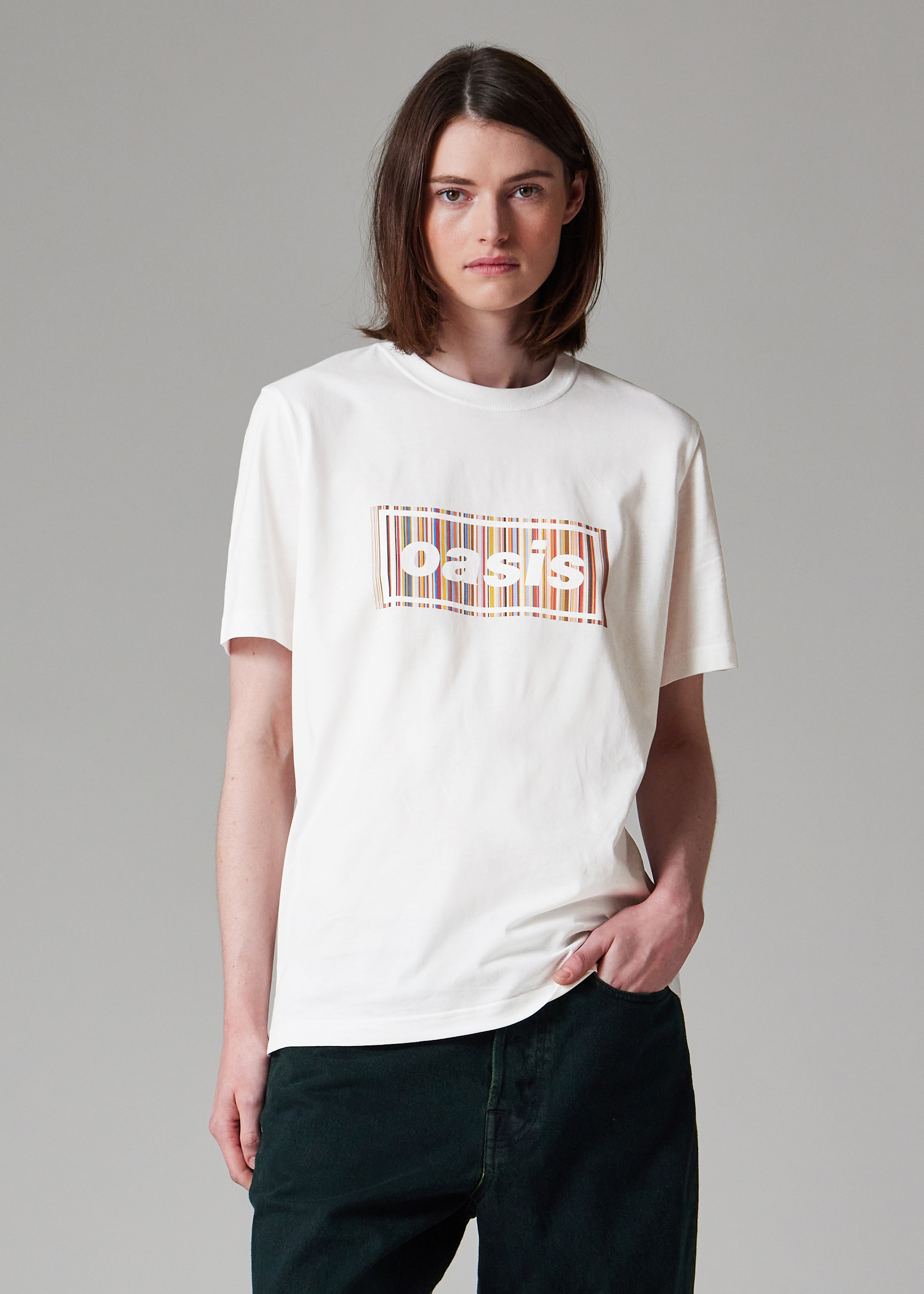 Paul Smith x Oasis - White 'Signature Stripe' Logo T-Shirt