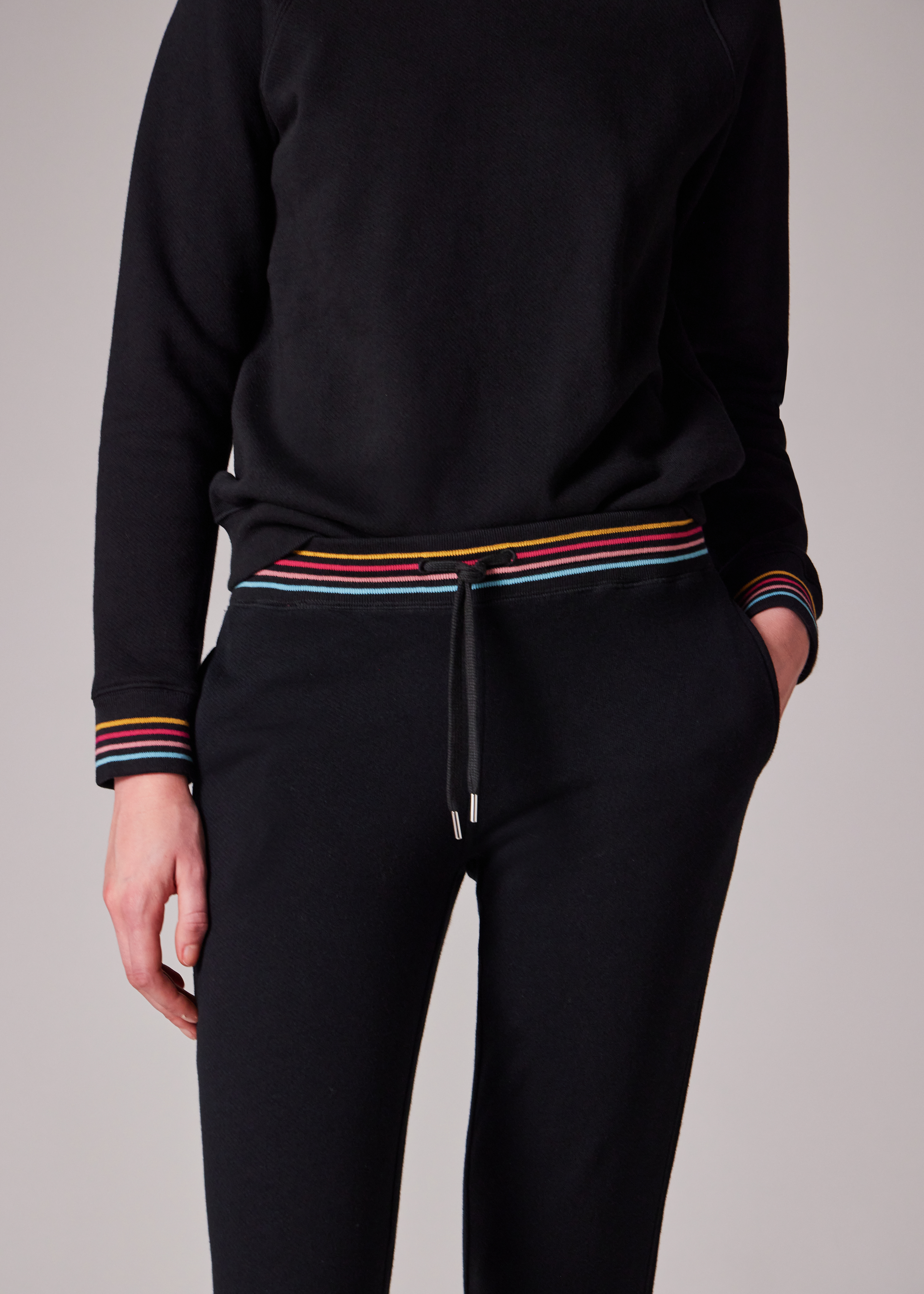 Women's Black Lounge Sweatpants With 'Swirl' Trims