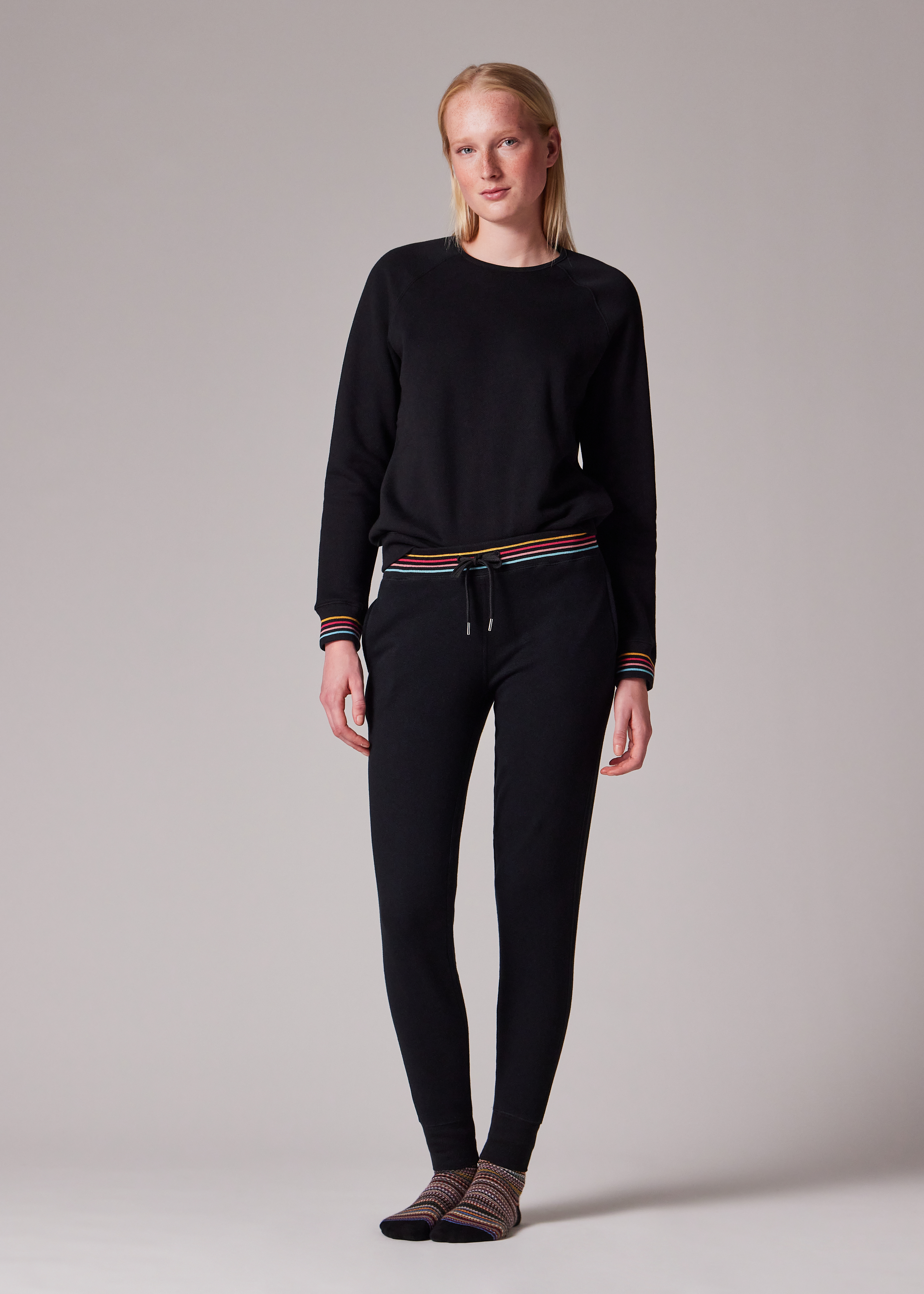 Women's Black Lounge Sweatpants With 'Swirl' Trims