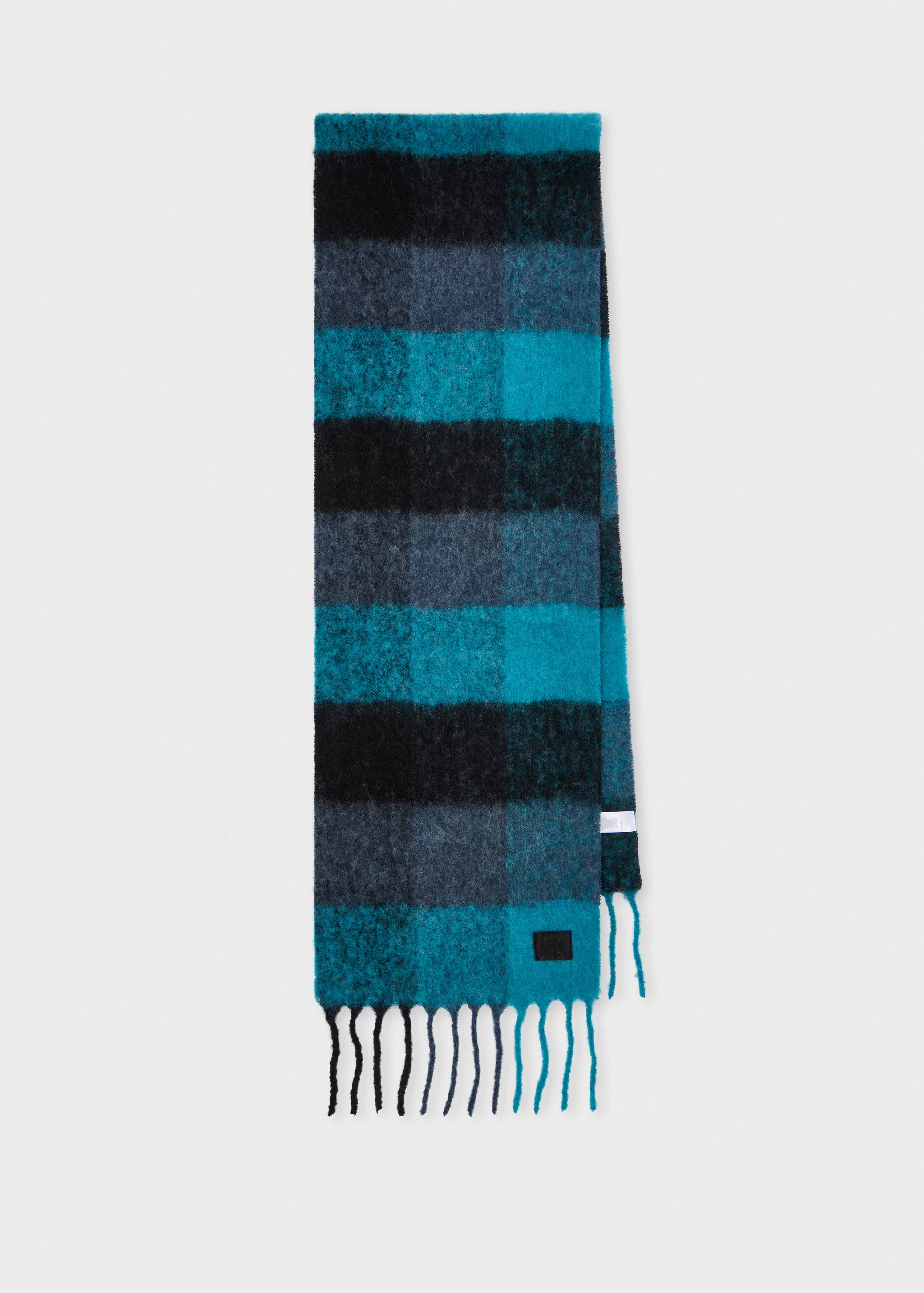 Women's Blue Merino Wool Check Scarf