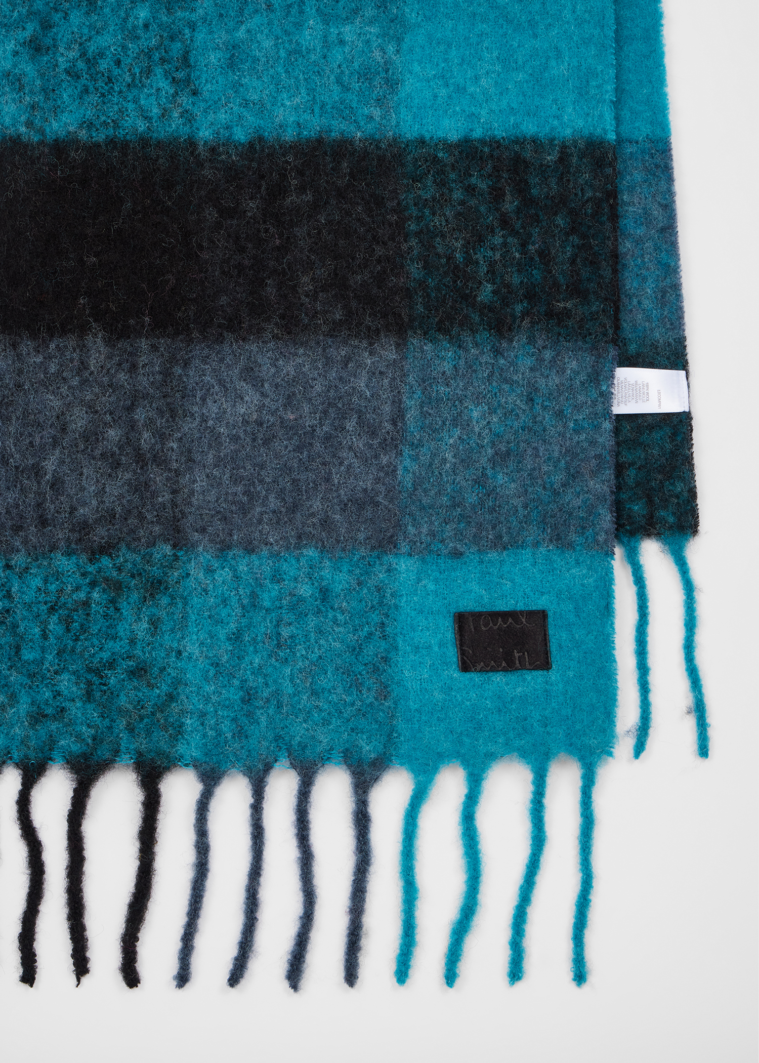Women's Blue Merino Wool Check Scarf