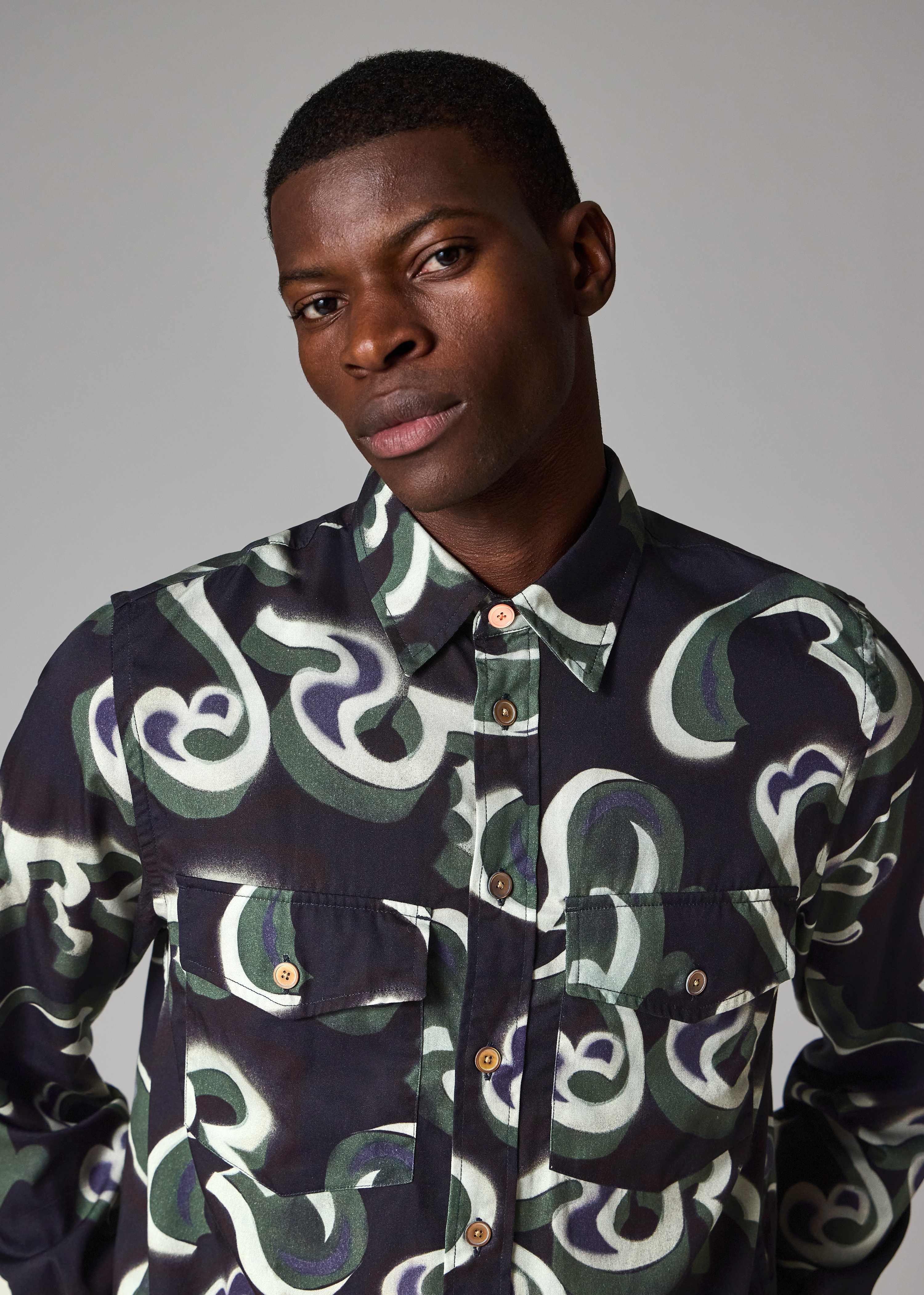 Black 'Waltzer' Lyocell-Cotton Long Sleeve Shirt