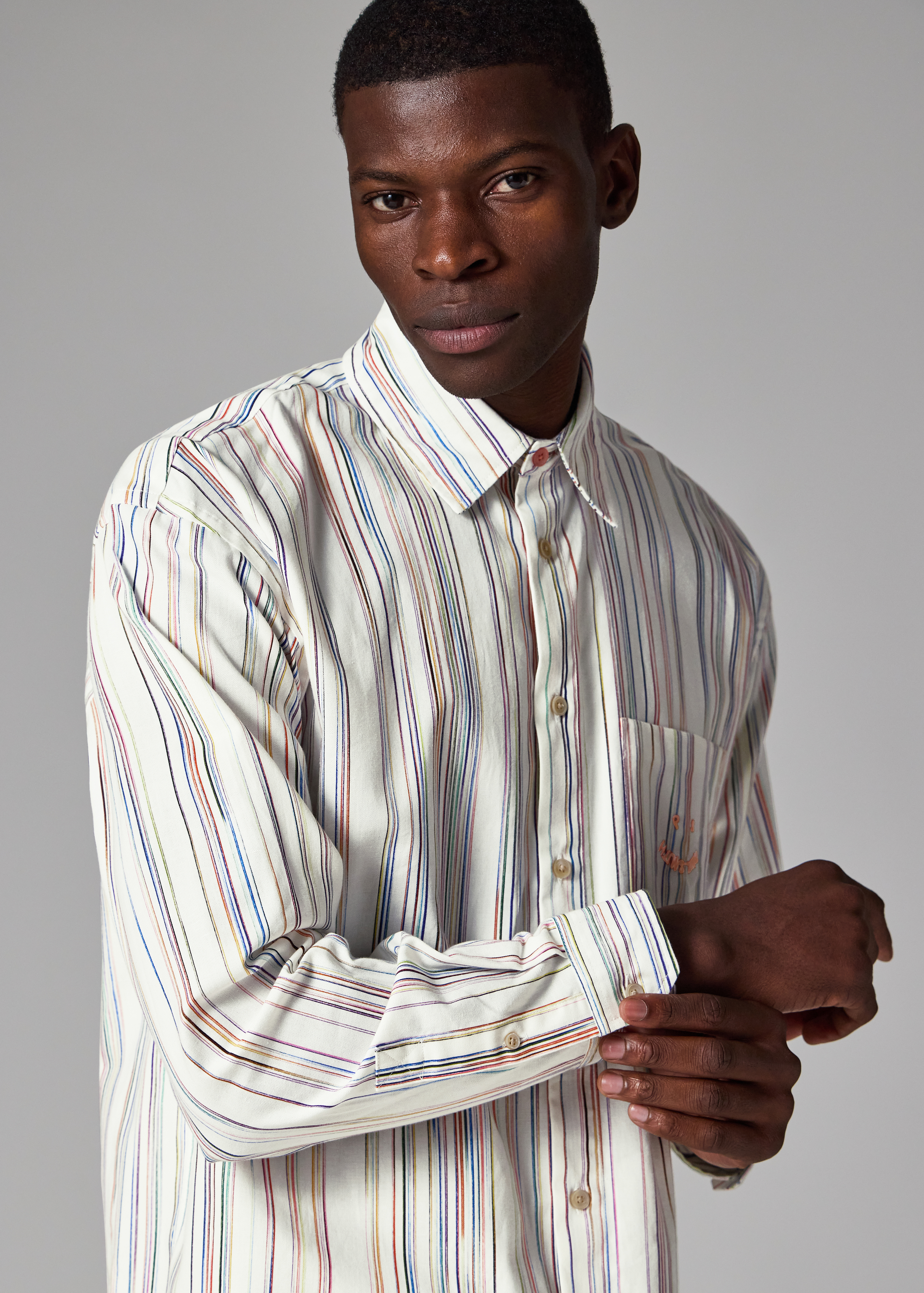 White Organic Cotton 'Happy' Stripe Shirt