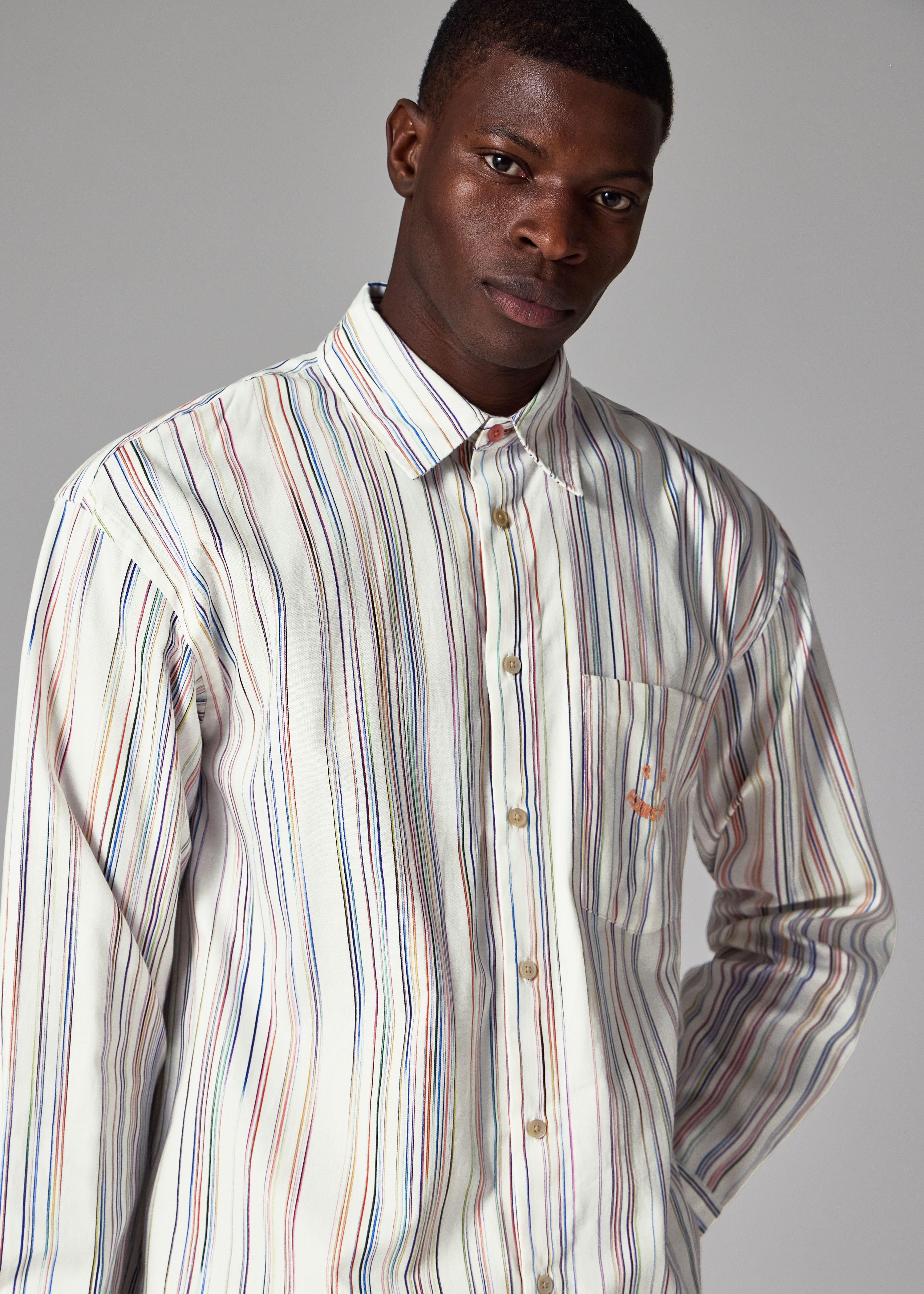 White Organic Cotton 'Happy' Stripe Shirt